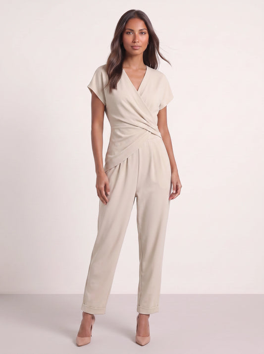 Avvolta Wrap Top Cropped Pants Set – Women Two Piece Outfits Summer Beach Vacation Resort Casual Loungewear