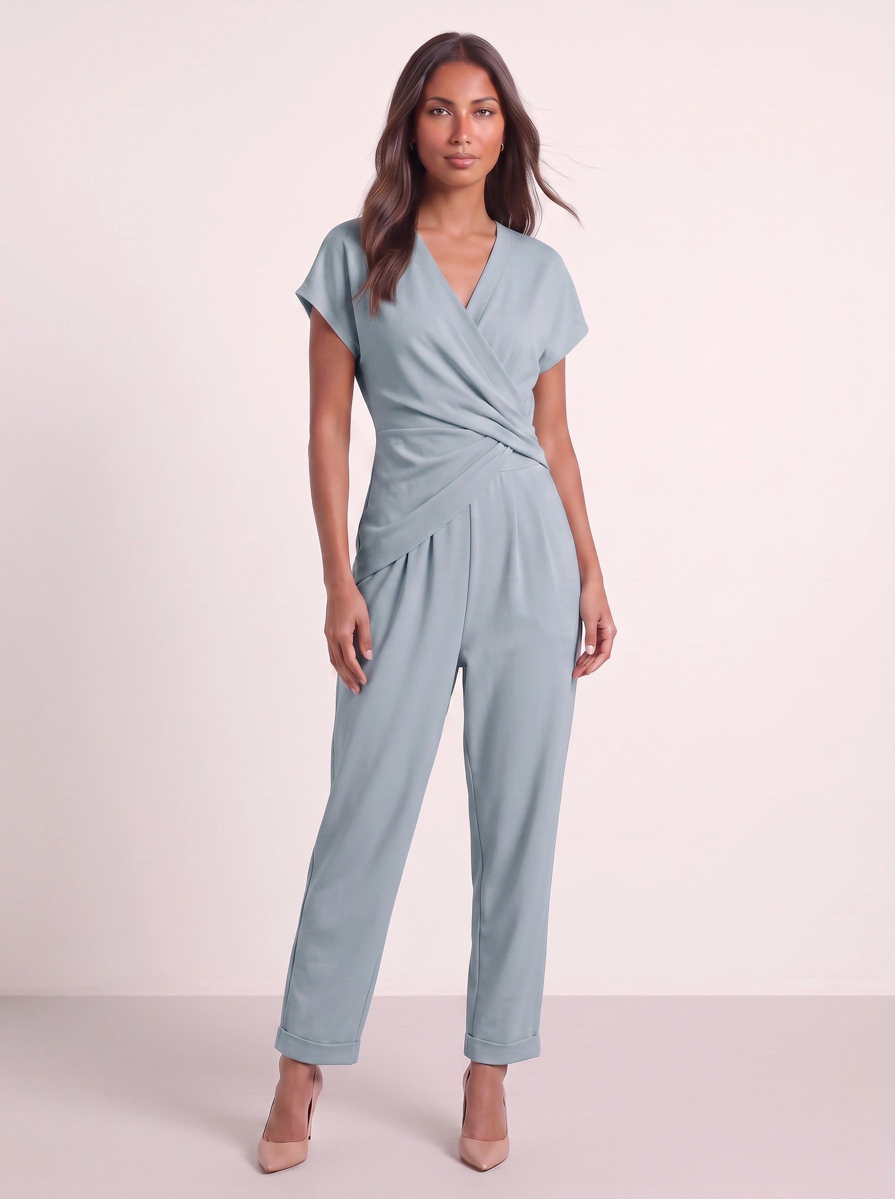 Avvolta Wrap Top Cropped Pants Set – Women Two Piece Outfits Summer Beach Vacation Resort Casual Loungewear