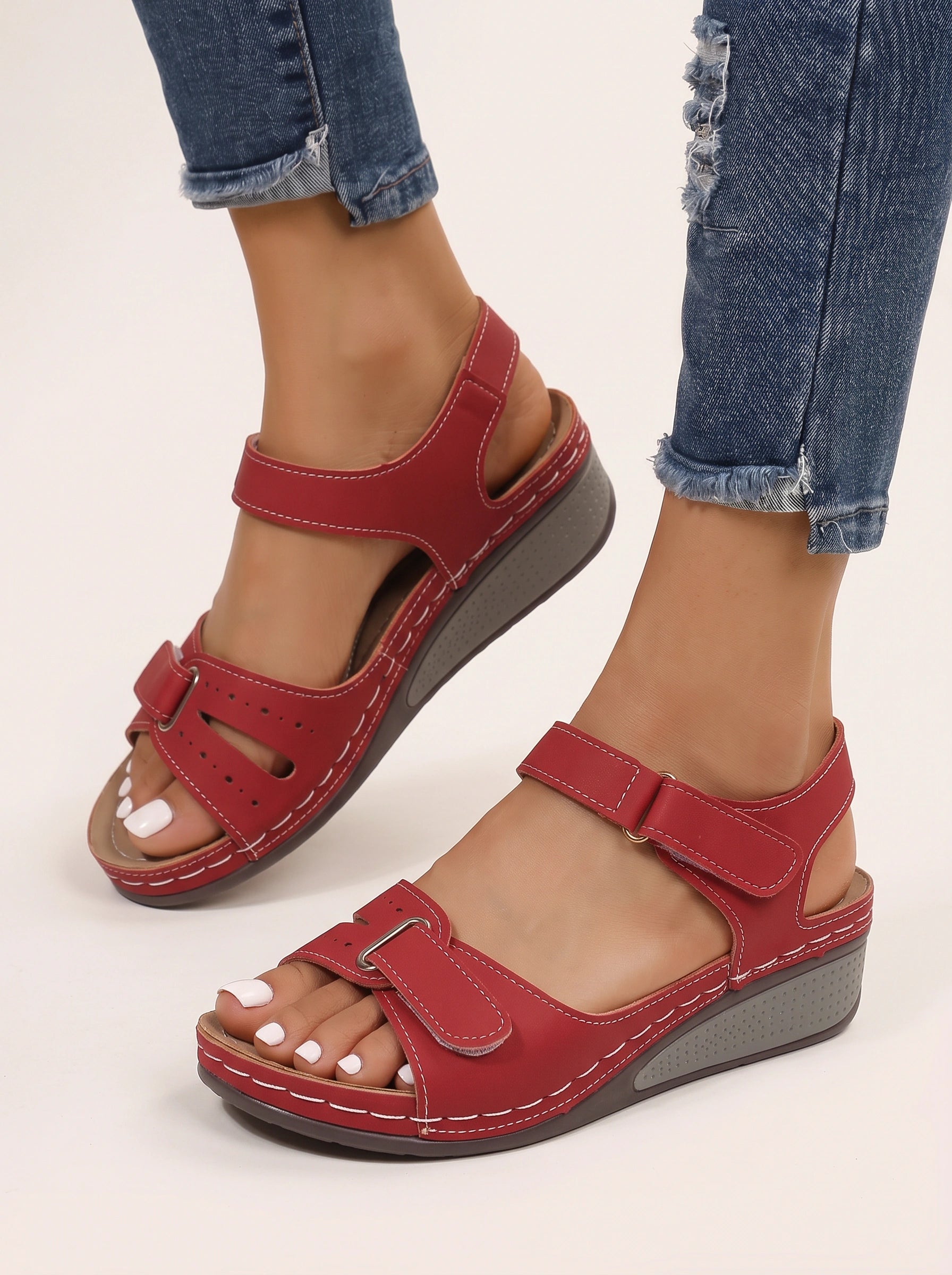 Velcrostra Wedge Platform Sandals – Women Summer Casual Comfort Adjustable Strap Orthopedic Sandals