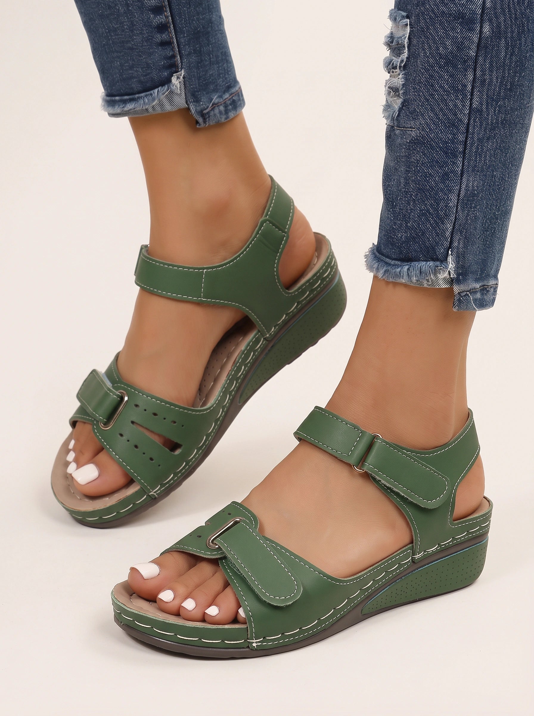 Velcrostra Wedge Platform Sandals – Women Summer Casual Comfort Adjustable Strap Orthopedic Sandals