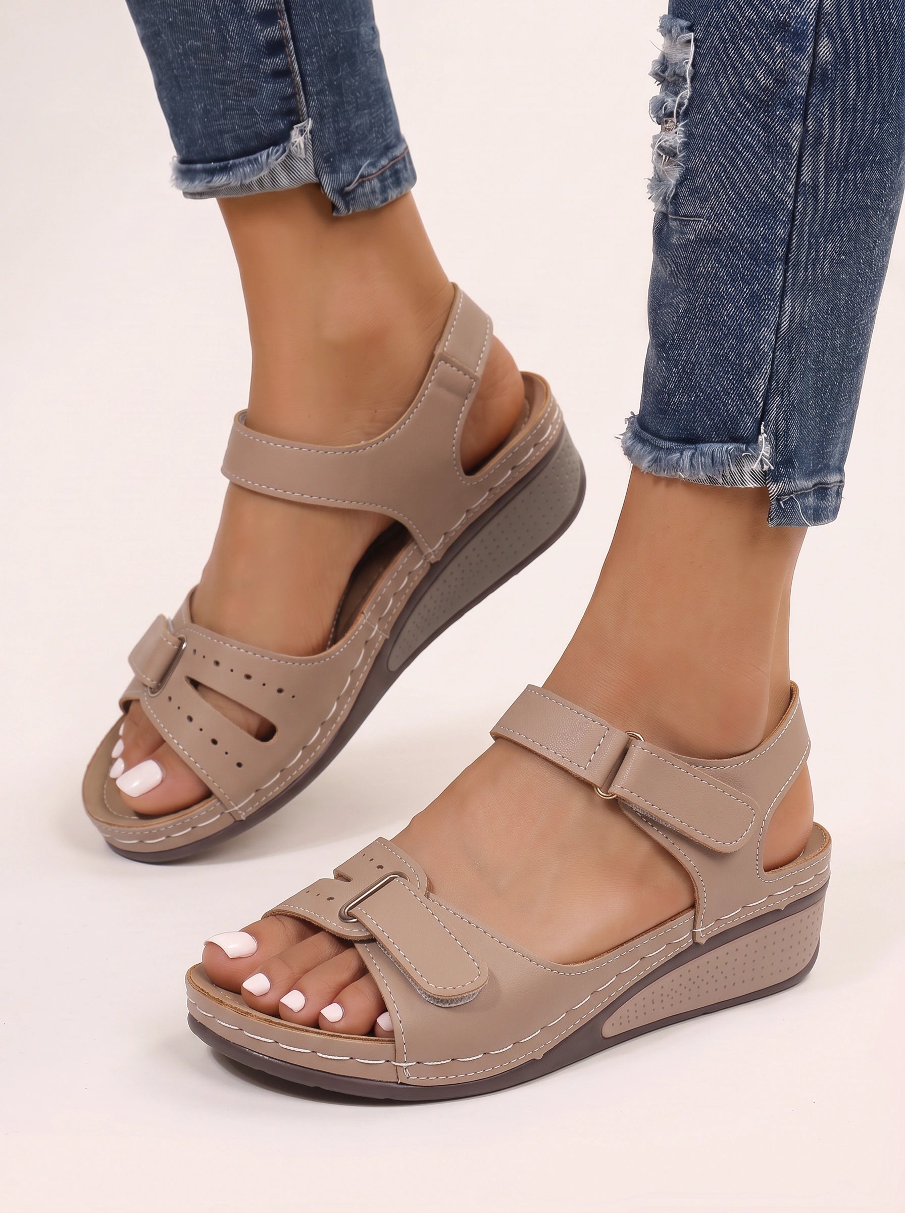 Velcrostra Wedge Platform Sandals – Women Summer Casual Comfort Adjustable Strap Orthopedic Sandals