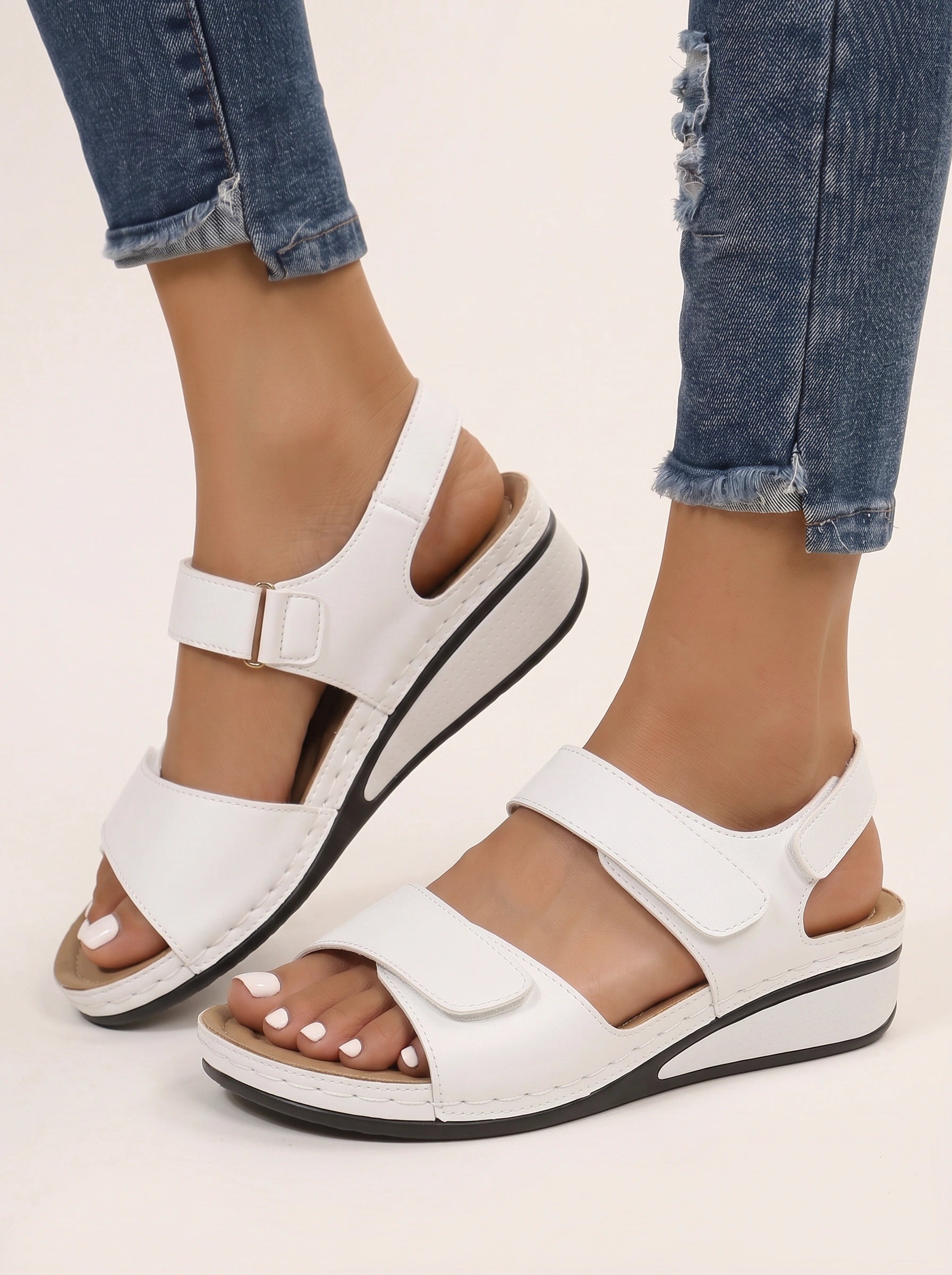 Velcrostra Wedge Platform Sandals – Women Summer Casual Comfort Adjustable Strap Orthopedic Sandals