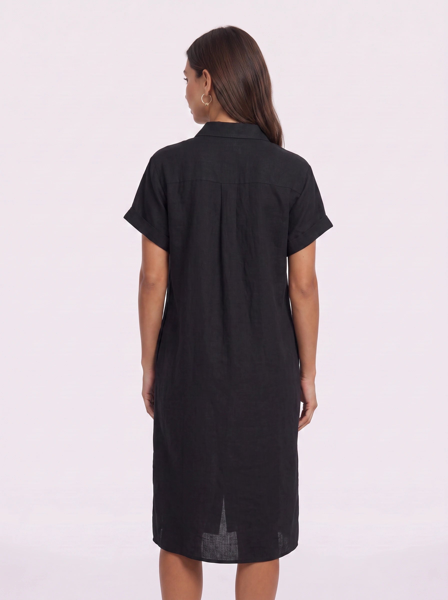 Crisplin Oversized Button-Down Shirt Midi Dress – Midi Dress Women Casual Shirt Dress Summer Linen Look Midi Dresses