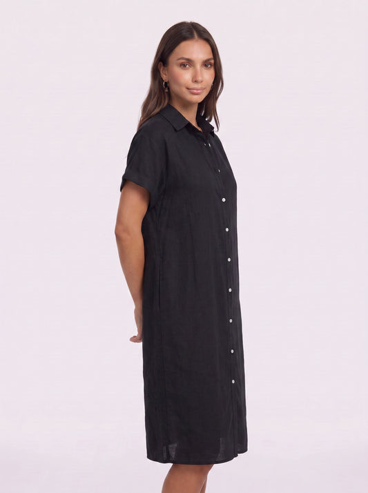 Crisplin Oversized Button-Down Shirt Midi Dress – Midi Dress Women Casual Shirt Dress Summer Linen Look Midi Dresses