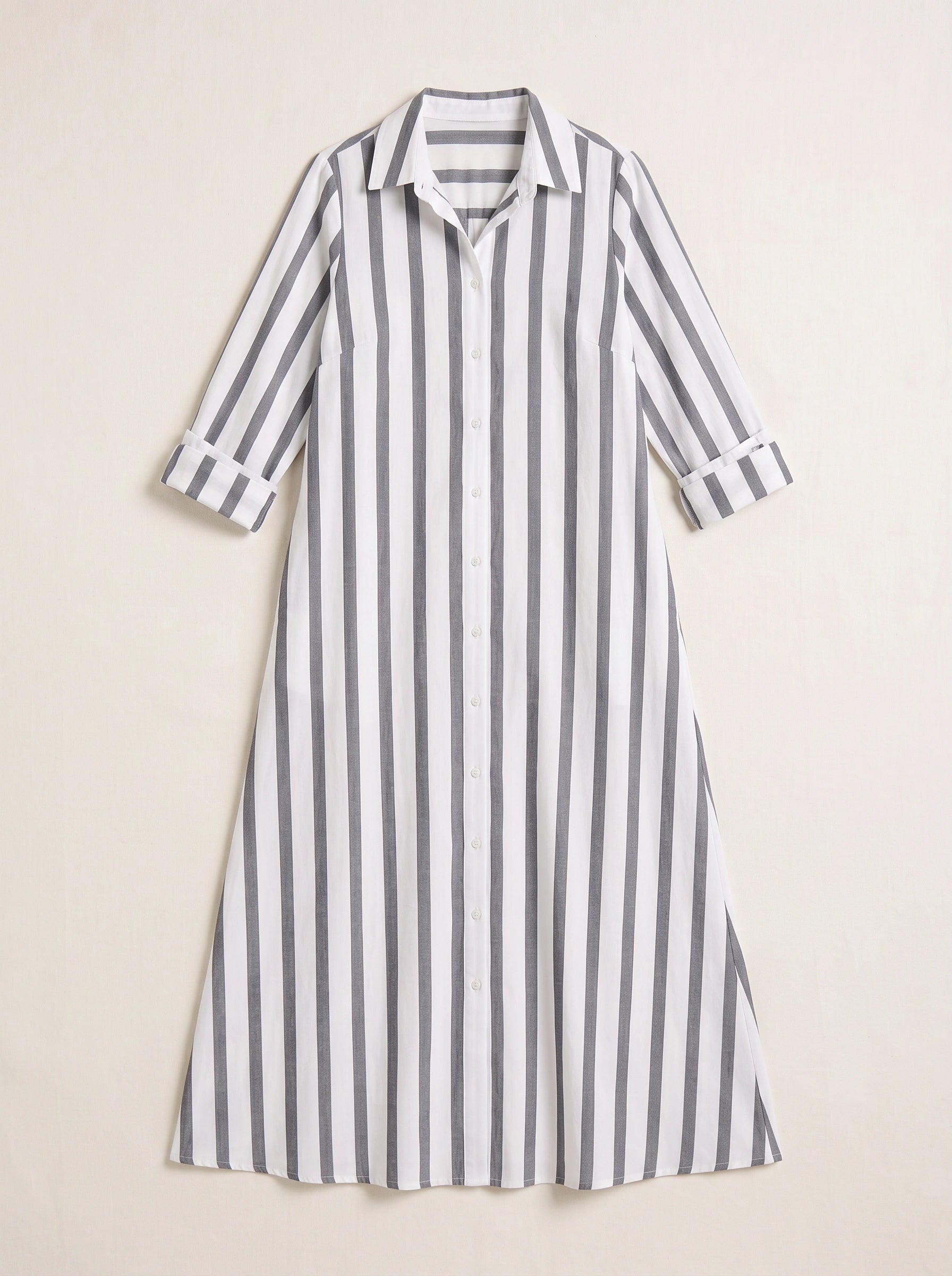 Rigate Striped Shirt Maxi Dress – Lightweight Cotton Maxi Dress Women Casual Beach Vacation Sundress