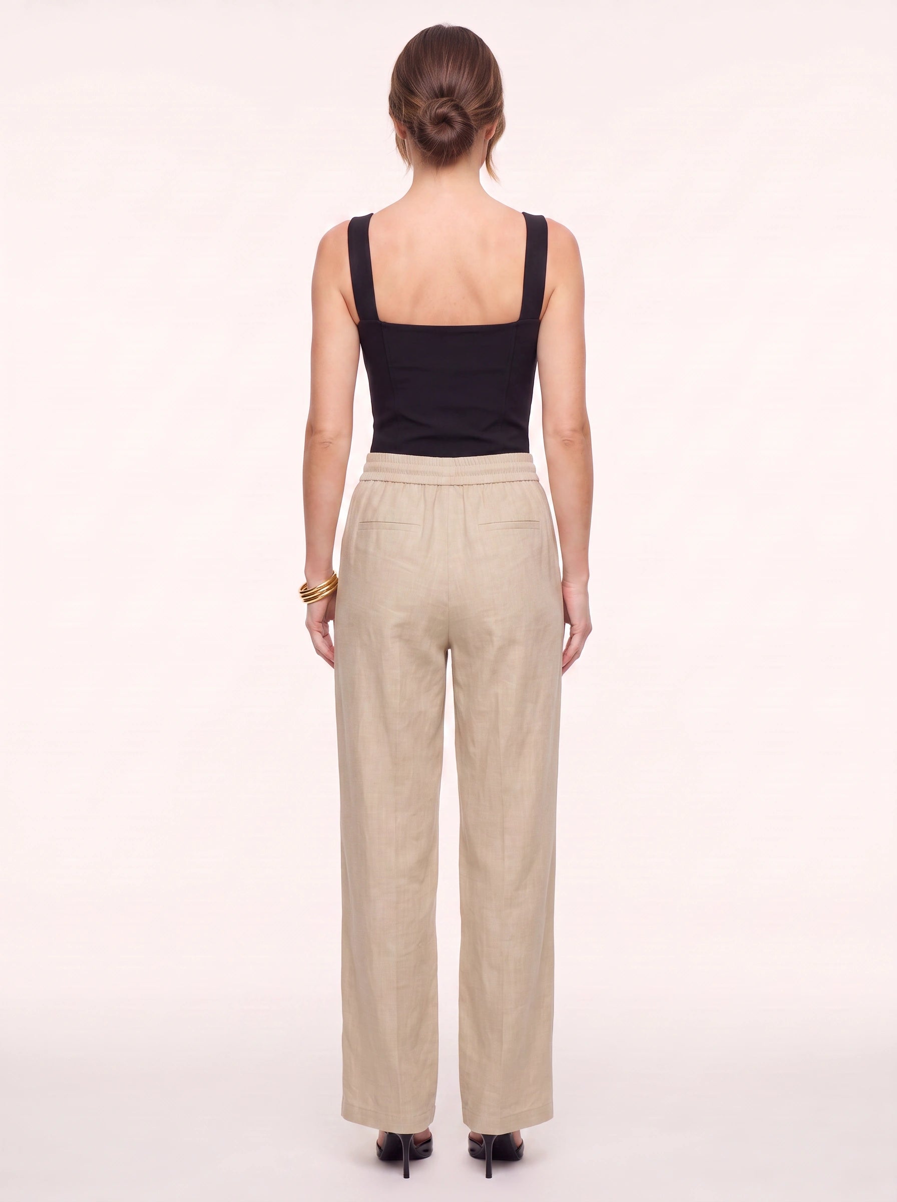 Lintessa Wide-Leg Linen Pants – Women Summer Casual Drawstring High-Waist Trousers Linen Pants
