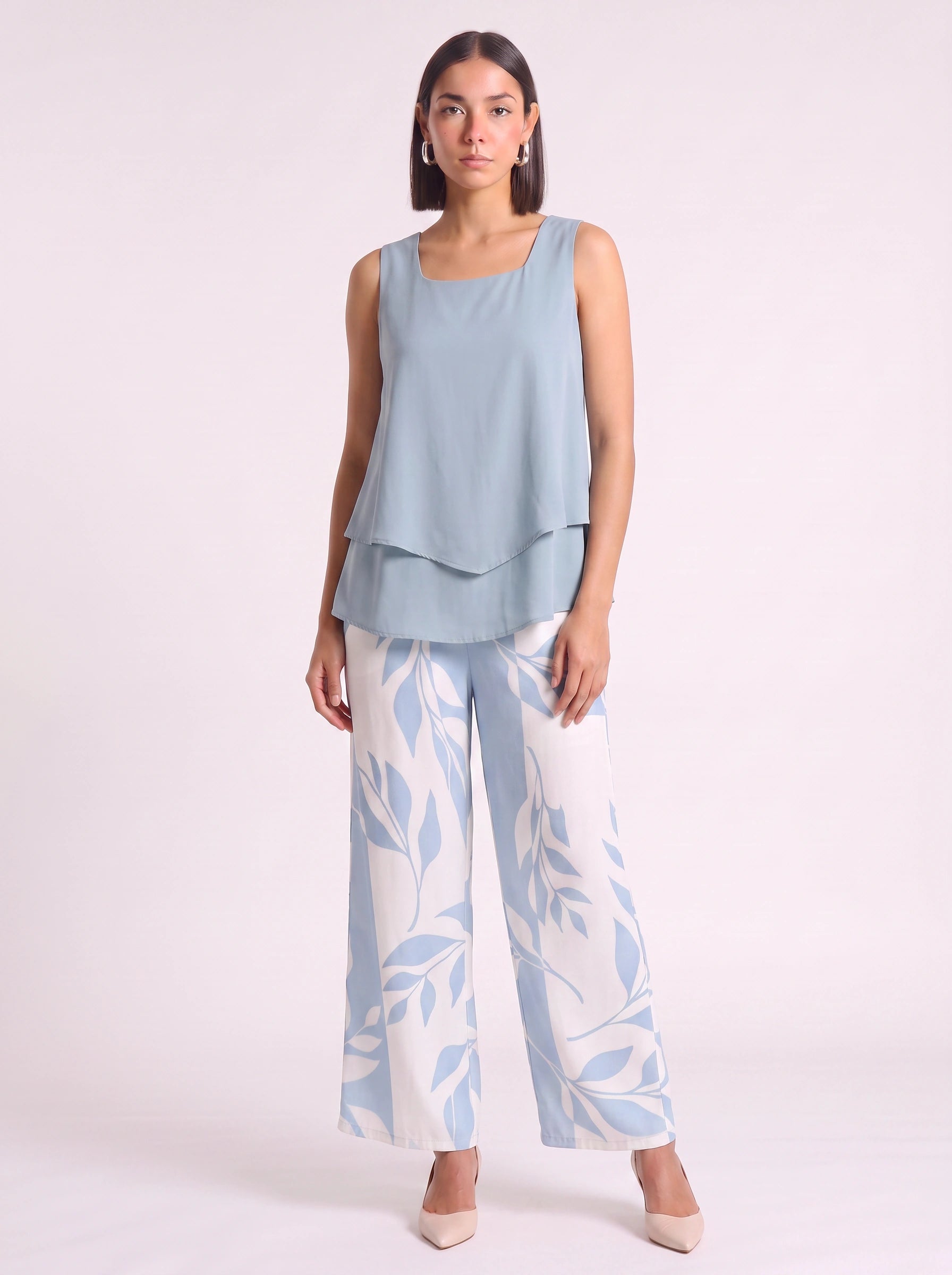 Liaflo Tiered Tank Wide-Leg Pants Set – Women Two Piece Summer Vacation Beach Lounge Casual Coordinated Outfit