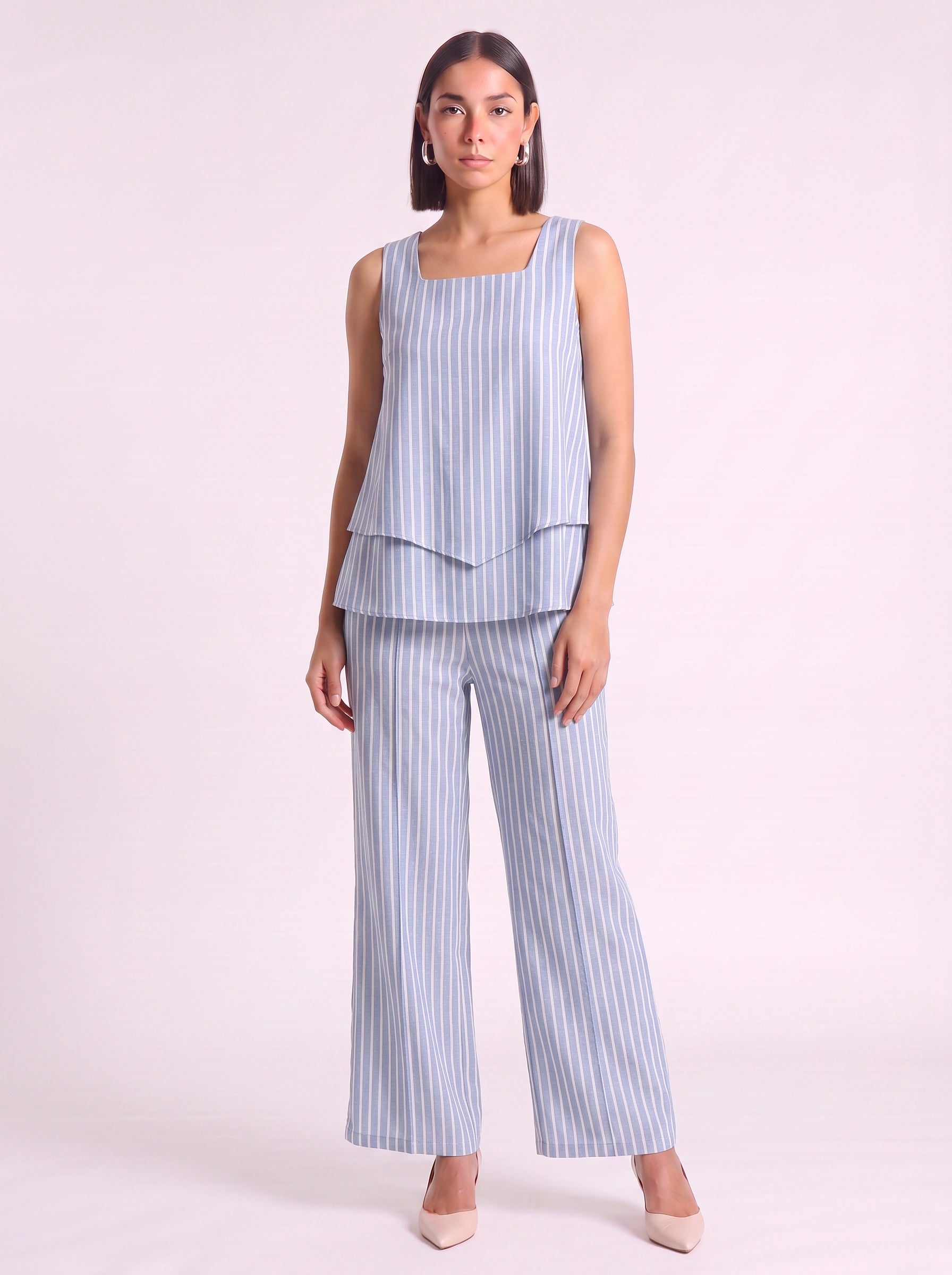 Liaflo Tiered Tank Wide-Leg Pants Set – Women Two Piece Summer Vacation Beach Lounge Casual Coordinated Outfit