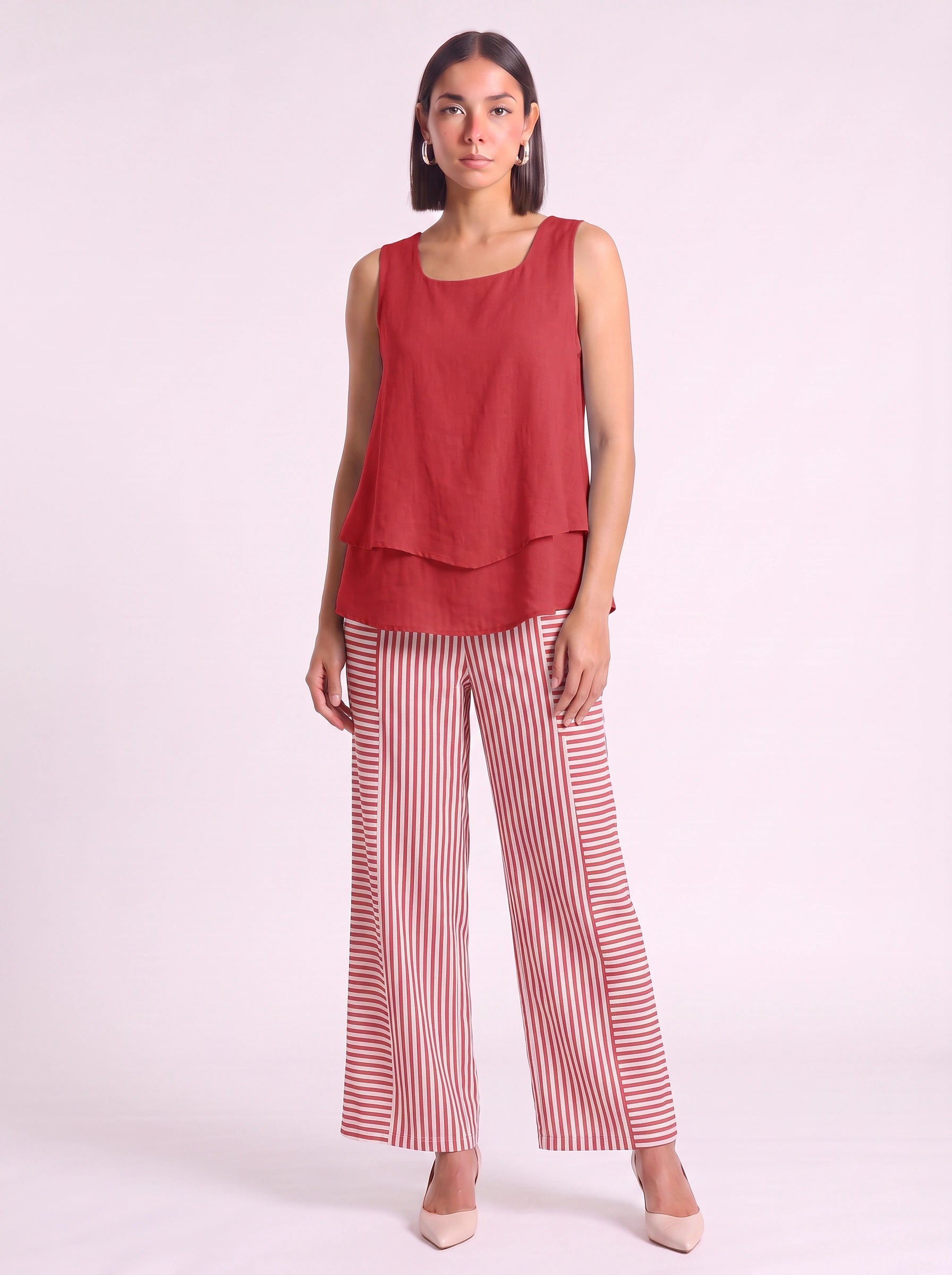 Liaflo Tiered Tank Wide-Leg Pants Set – Women Two Piece Summer Vacation Beach Lounge Casual Coordinated Outfit