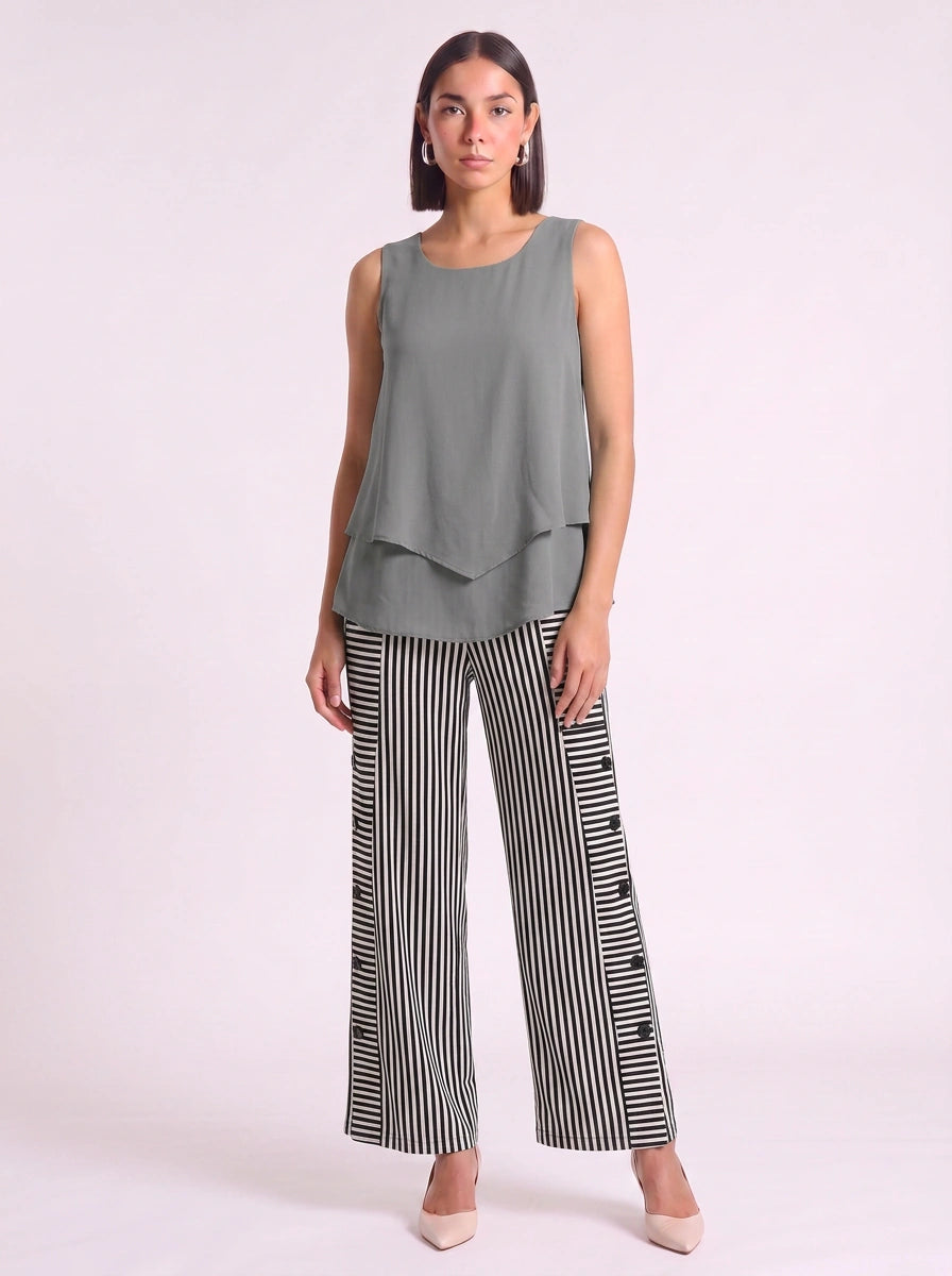 Liaflo Tiered Tank Wide-Leg Pants Set – Women Two Piece Summer Vacation Beach Lounge Casual Coordinated Outfit