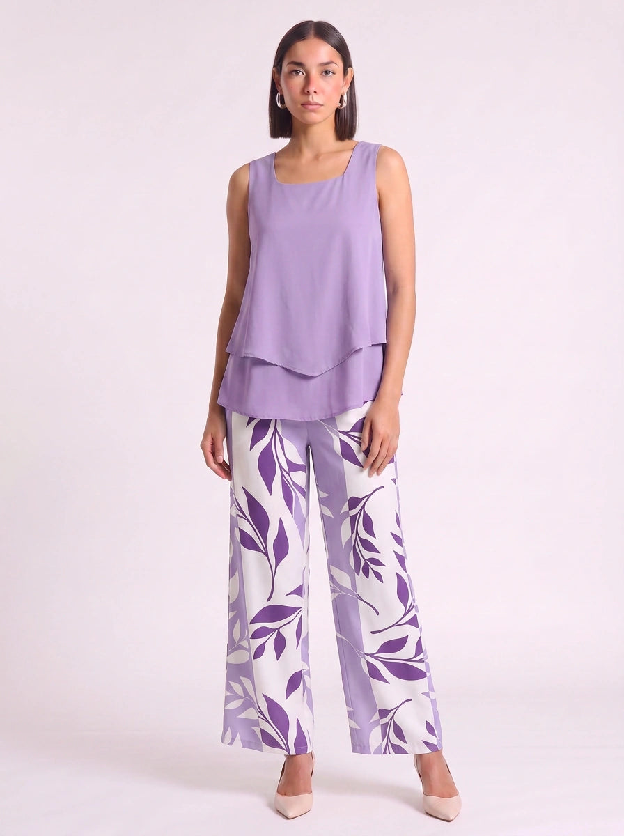 Liaflo Tiered Tank Wide-Leg Pants Set – Women Two Piece Summer Vacation Beach Lounge Casual Coordinated Outfit