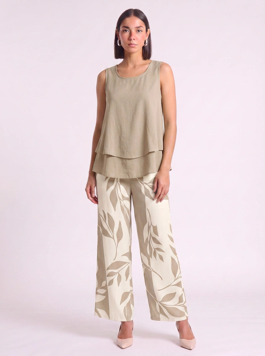Liaflo Tiered Tank Wide-Leg Pants Set – Women Two Piece Summer Vacation Beach Lounge Casual Coordinated Outfit
