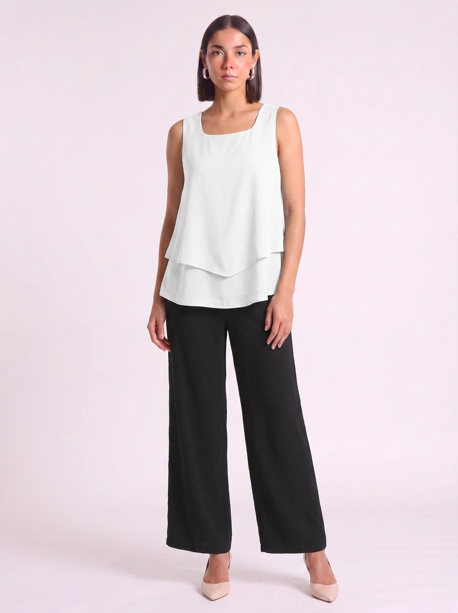 Liaflo Tiered Tank Wide-Leg Pants Set – Women Two Piece Summer Vacation Beach Lounge Casual Coordinated Outfit