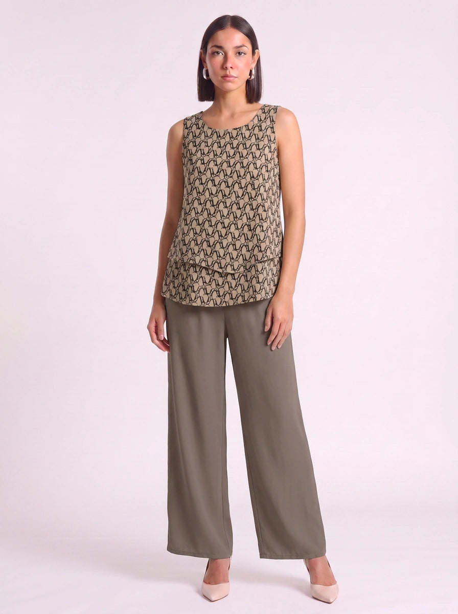 Liaflo Tiered Tank Wide-Leg Pants Set – Women Two Piece Summer Vacation Beach Lounge Casual Coordinated Outfit
