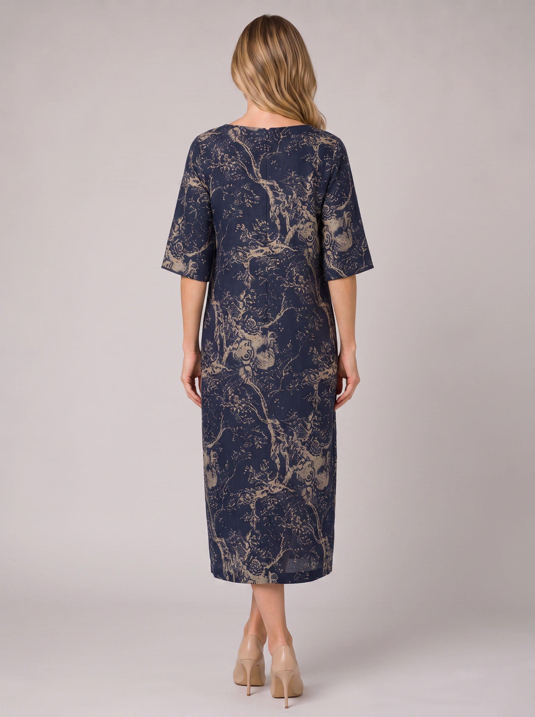 Rameaux Toile Print Midi Dress – Midi Dress Women Casual Summer Linen Bohemian Vintage Printed Dresses