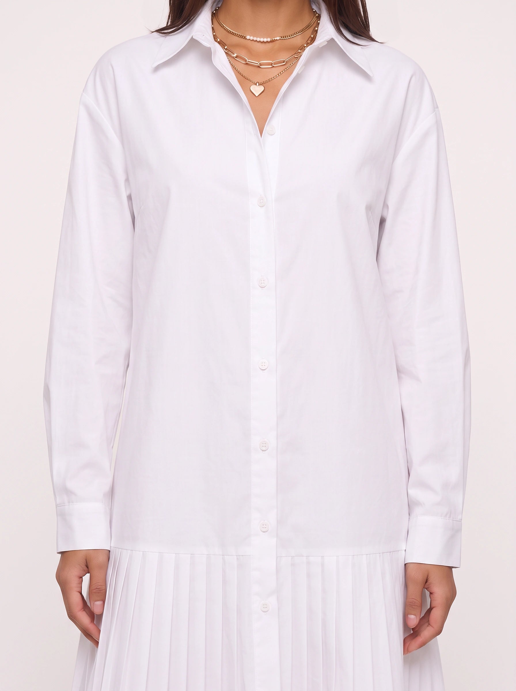 Patmos Pleated Hem Shirt Dress – Women Button Down Mini Dress Casual Office Smart Workwear Shirt Dress