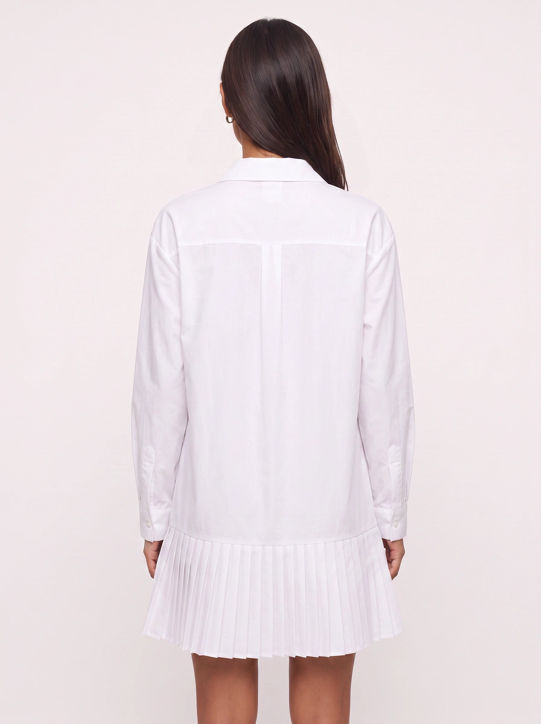 Patmos Pleated Hem Shirt Dress – Women Button Down Mini Dress Casual Office Smart Workwear Shirt Dress