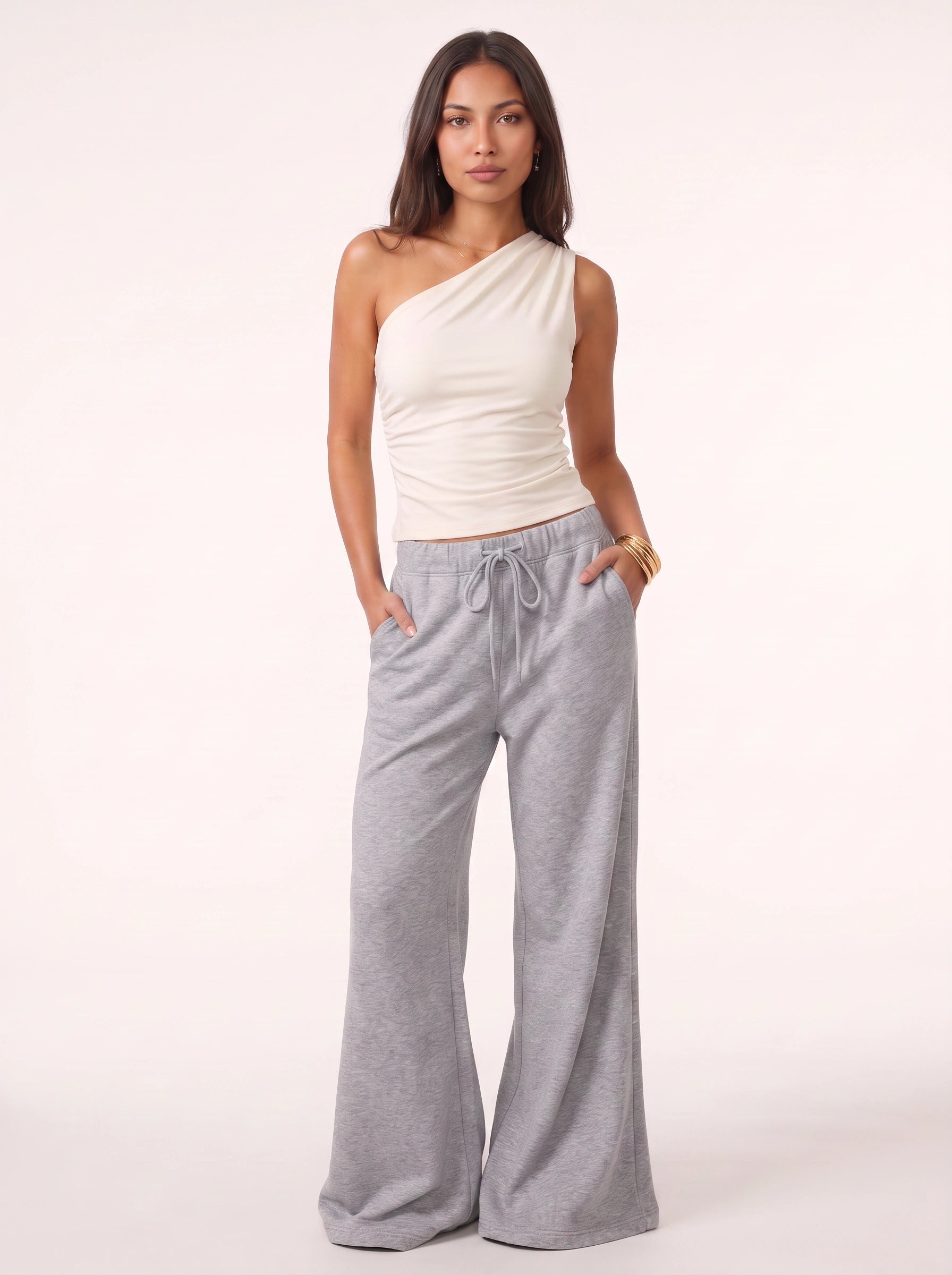Cintura Drawstring Flare Joggers – High Waist Wide Leg Lounge Pants Women Casual Streetwear Sweatpants