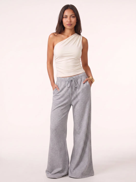 Cintura Drawstring Flare Joggers – High Waist Wide Leg Lounge Pants Women Casual Streetwear Sweatpants