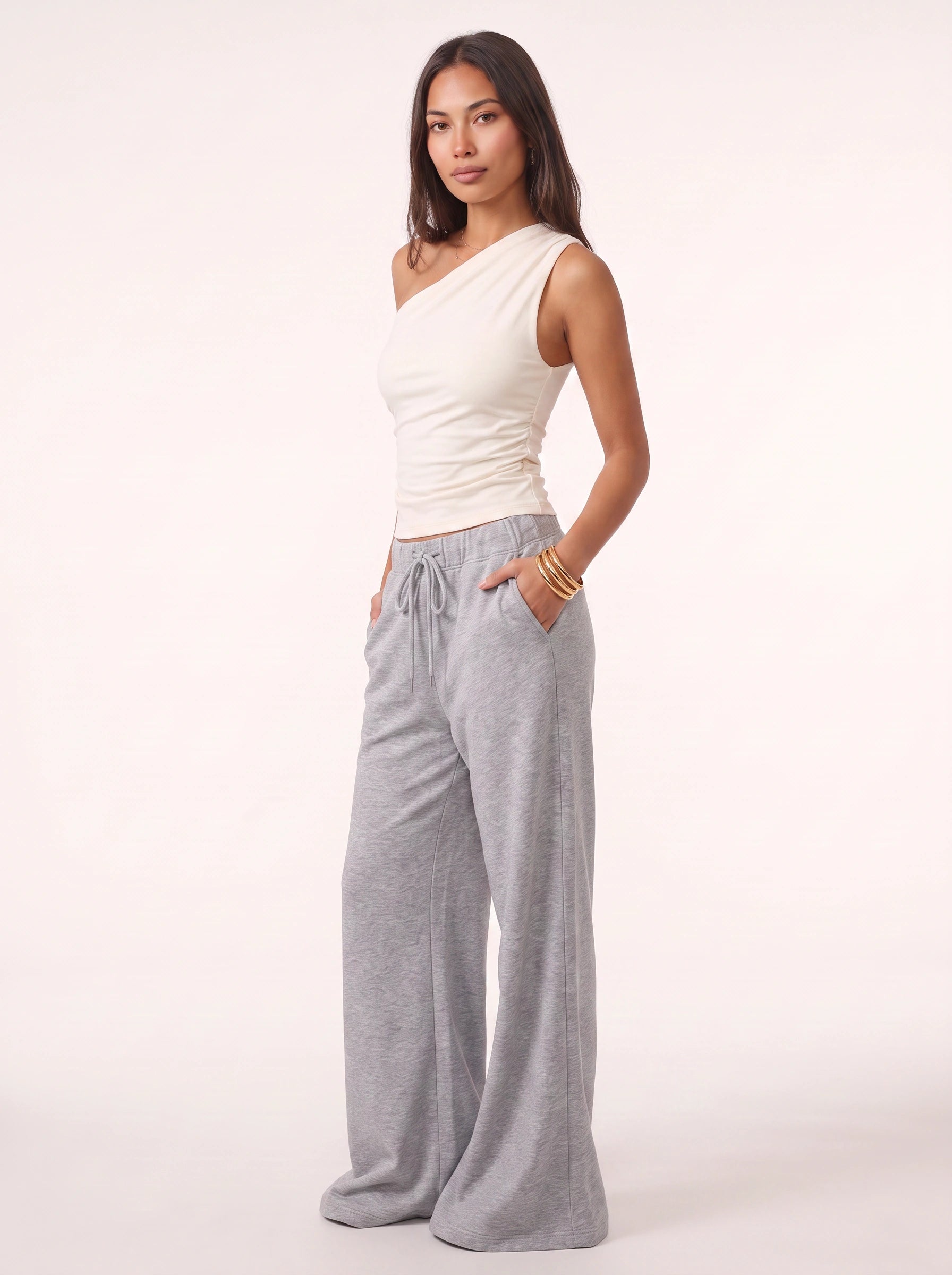 Cintura Drawstring Flare Joggers – High Waist Wide Leg Lounge Pants Women Casual Streetwear Sweatpants