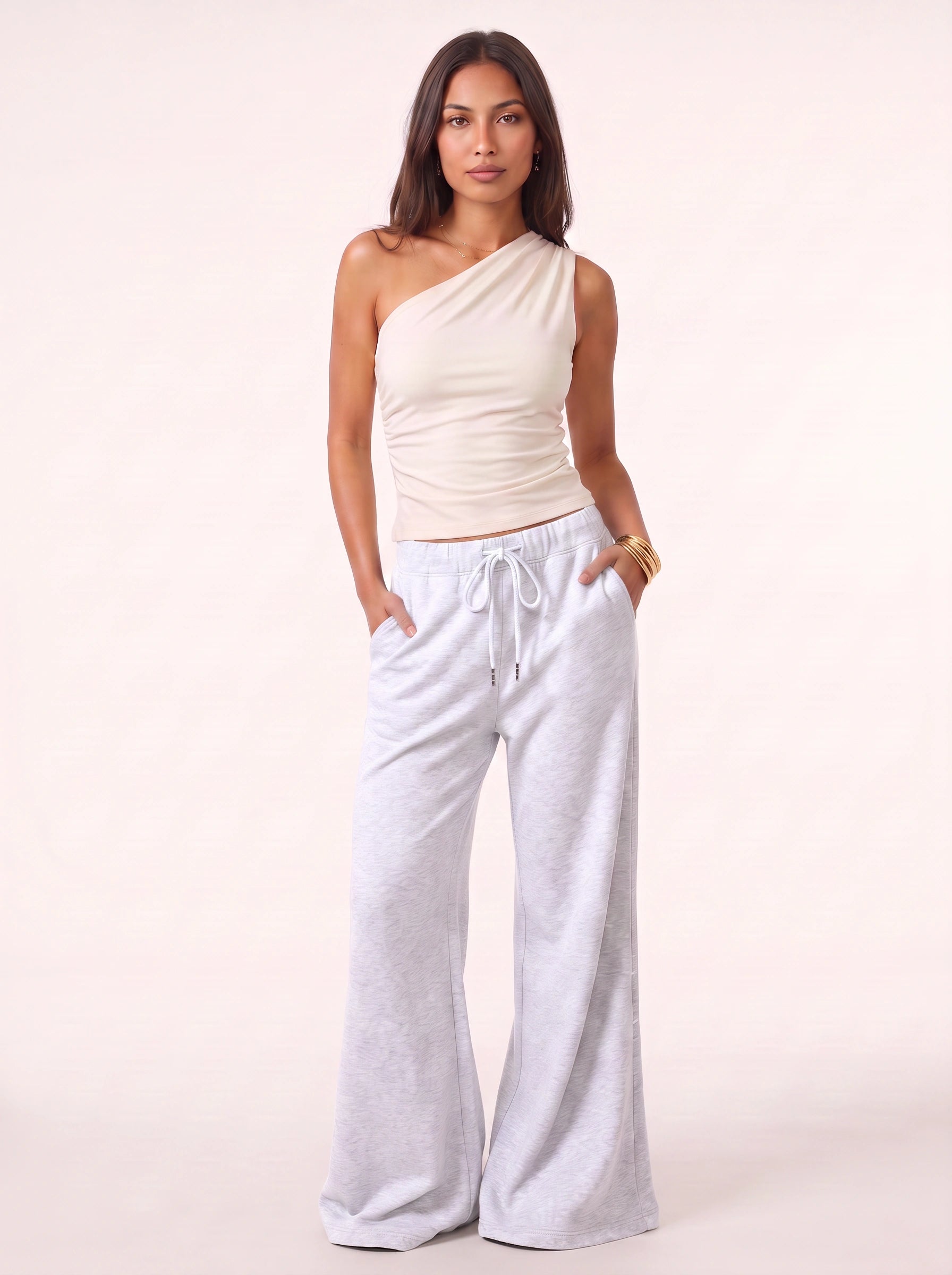 Cintura Drawstring Flare Joggers – High Waist Wide Leg Lounge Pants Women Casual Streetwear Sweatpants