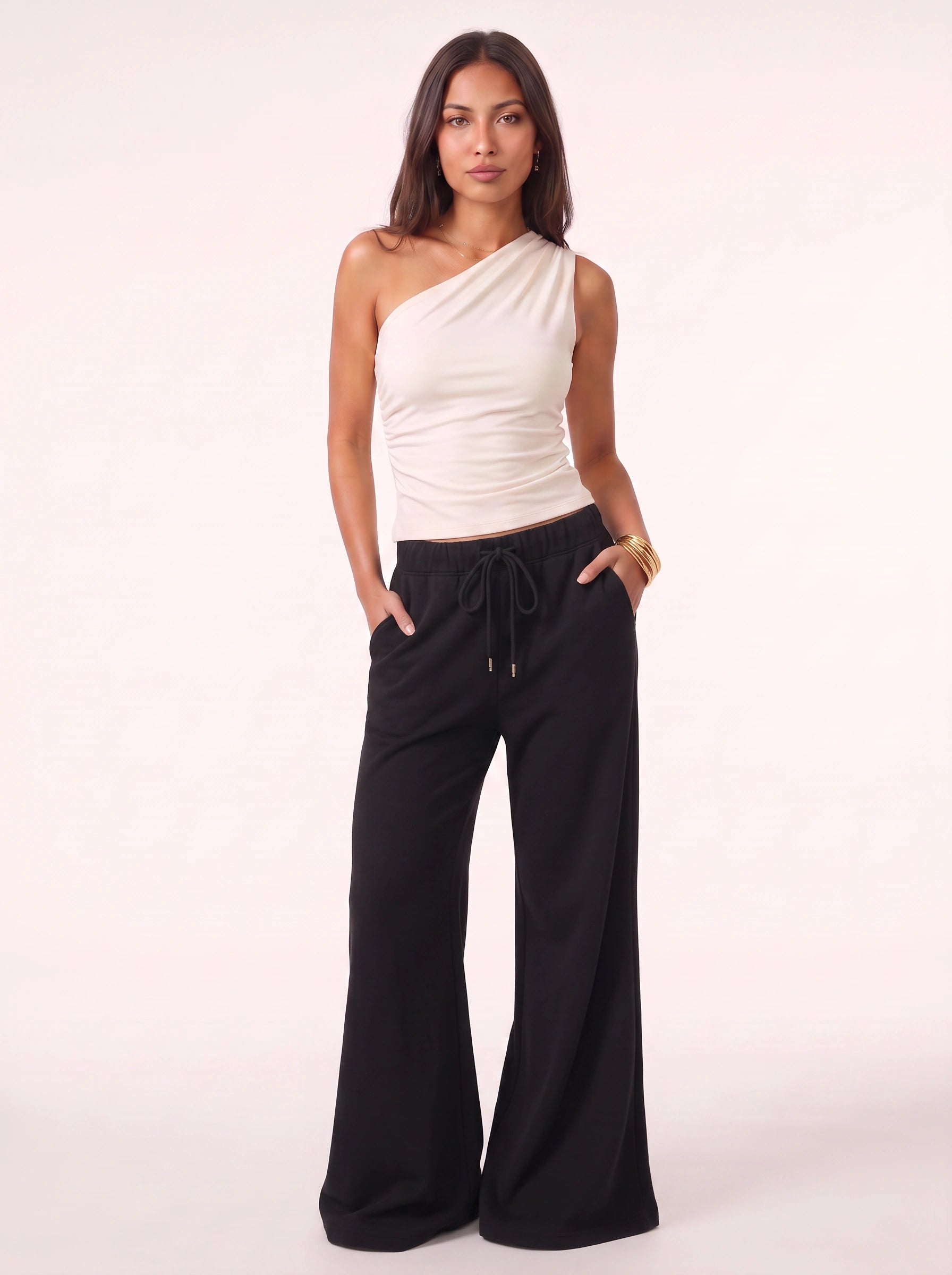 Cintura Drawstring Flare Joggers – High Waist Wide Leg Lounge Pants Women Casual Streetwear Sweatpants