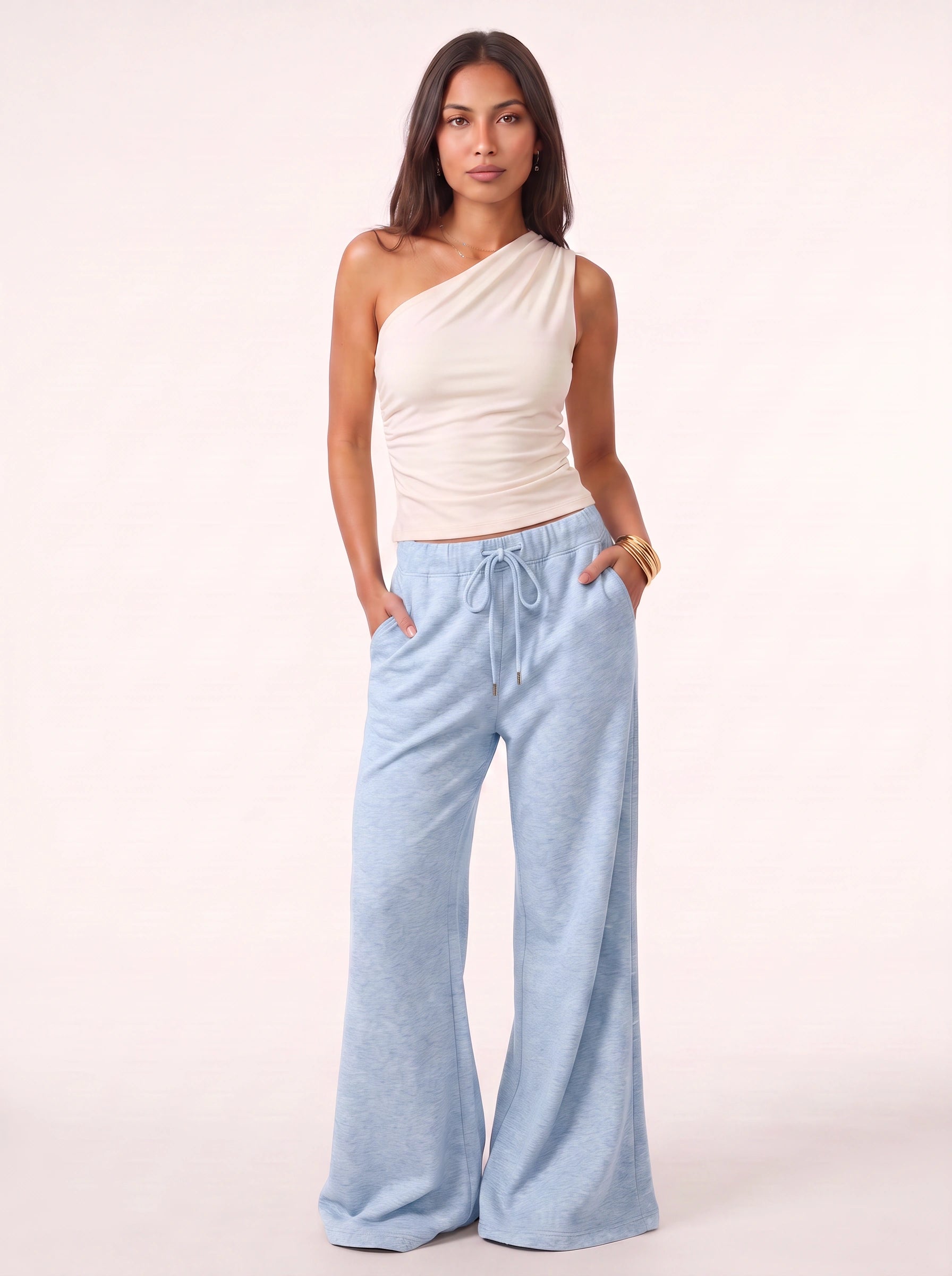 Cintura Drawstring Flare Joggers – High Waist Wide Leg Lounge Pants Women Casual Streetwear Sweatpants