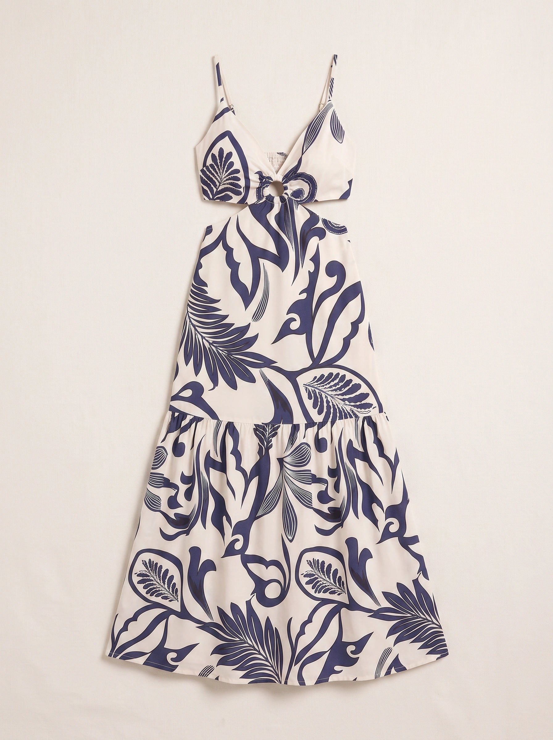 Florint Cutout Tie-Front Maxi Dress – Women Summer Vacation Beach Wedding Guest Floral Print Maxi Dress