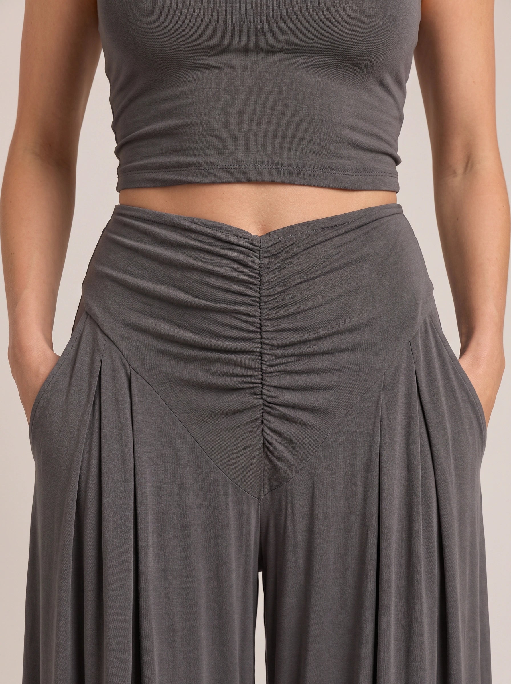 Vespera Turtleneck Crop Top Co-Ord Set – Two Piece Sets Women Lounge Loungewear Elegant Evening Wide Leg Pants