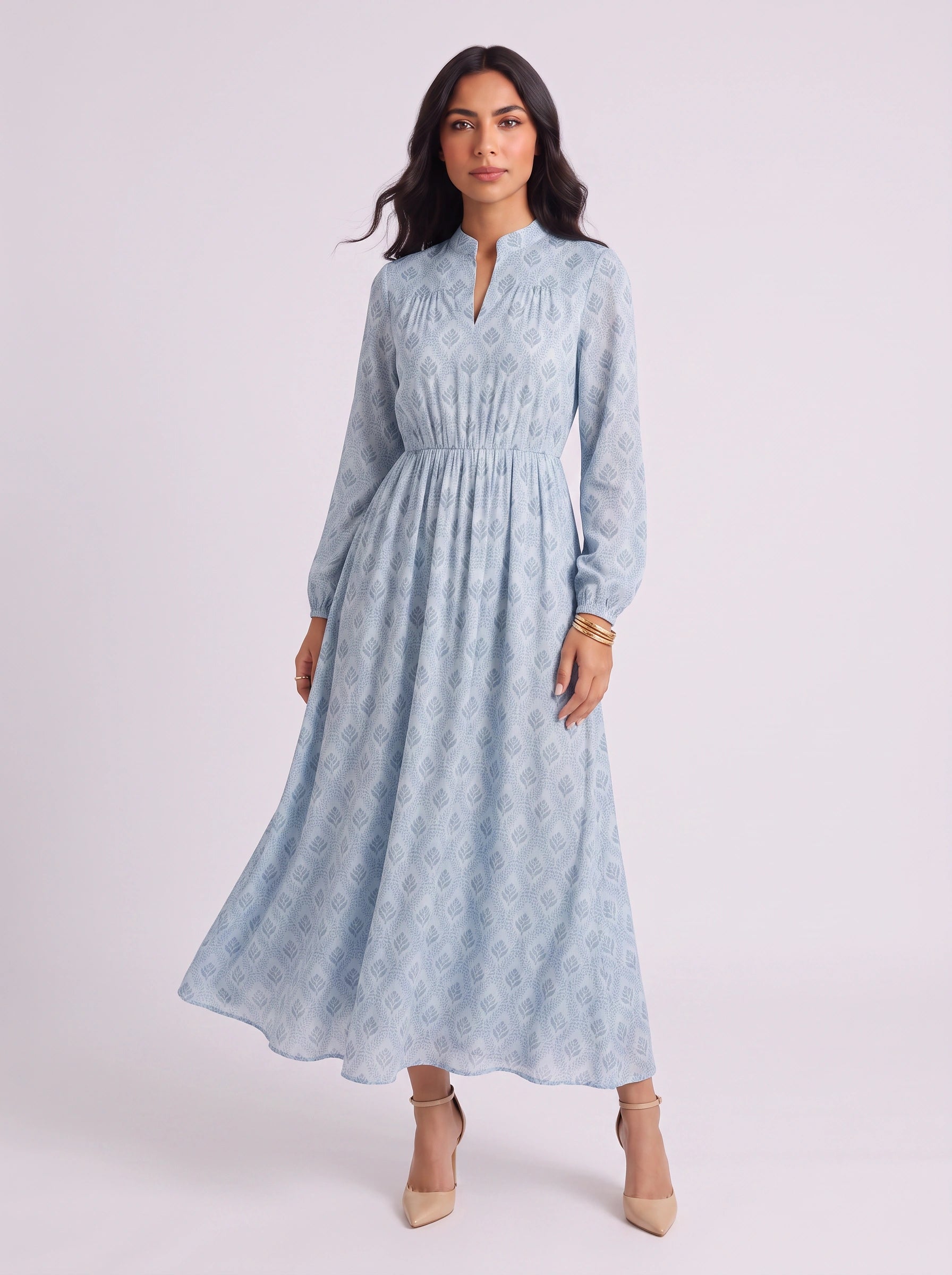 Florenna Tiered V-Neck Maxi Dress – Women Printed Summer Sundress Boho Beach Wedding Guest Maxi Dress