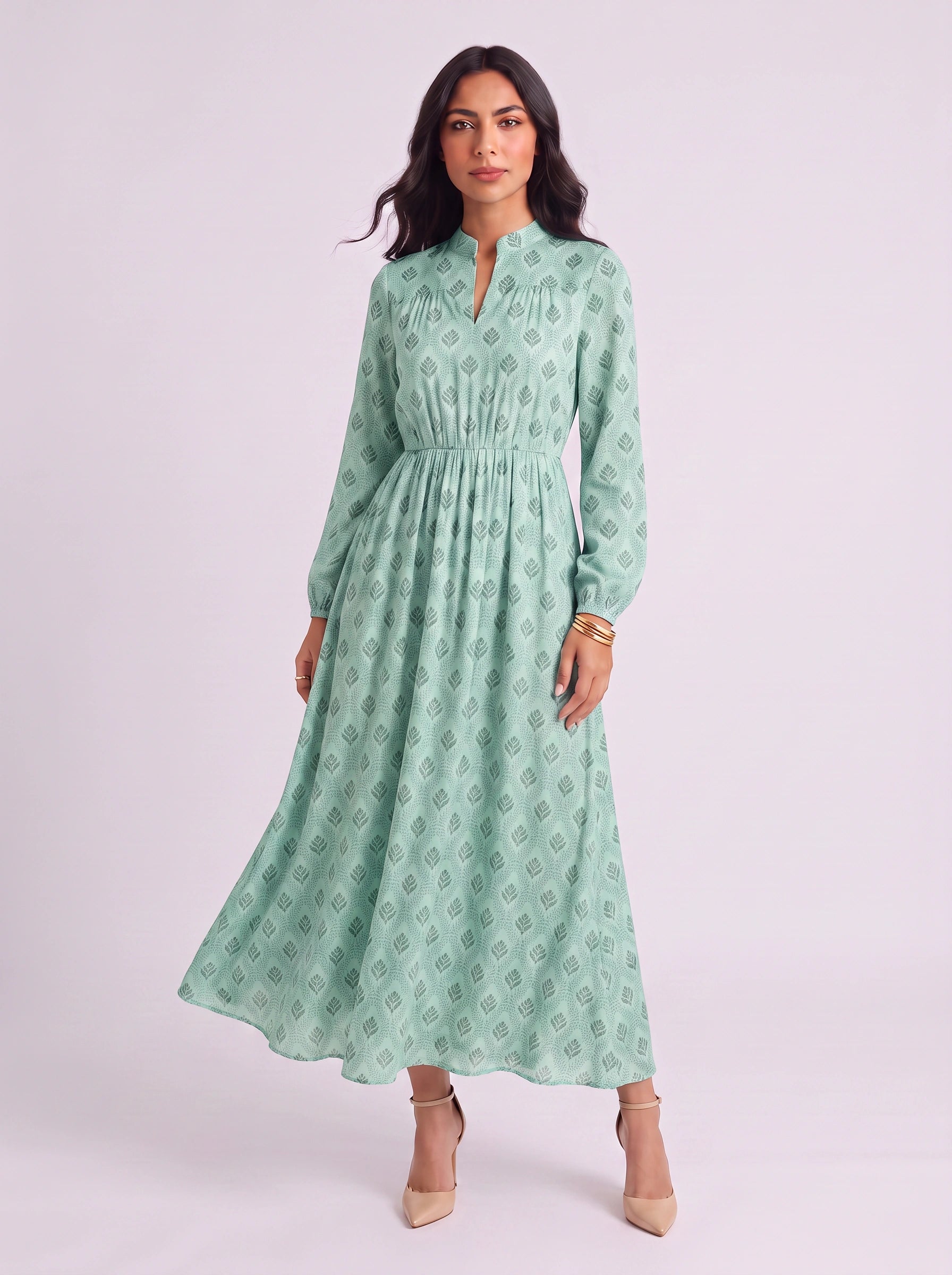Florenna Tiered V-Neck Maxi Dress – Women Printed Summer Sundress Boho Beach Wedding Guest Maxi Dress