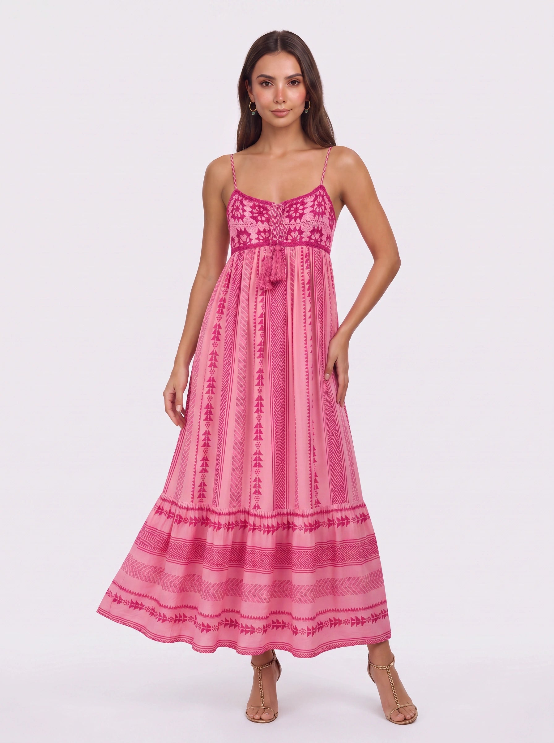 Marisole Embroidered Empire Maxi Dress – Boho Maxi Dress Women Sundress Vacation Beach Wedding Guest