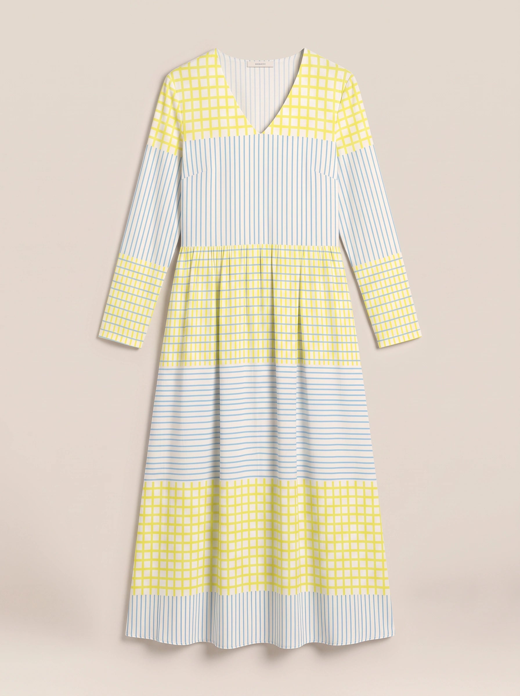 Rigatto V-Neck Striped Midi Dress – Summer Dresses Women Casual Sundresses Linen Blend Midi Dress
