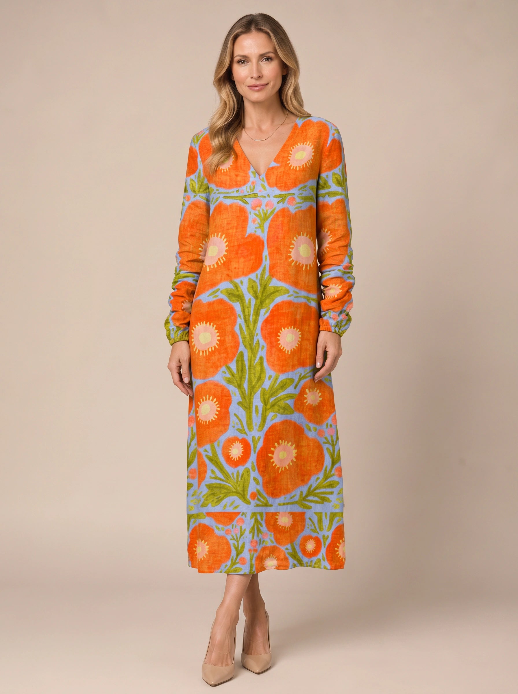 Solavine Floral Midi Dress – Boho Dresses Women Summer Vacation Bohemian Clothing Floral Midi Dress