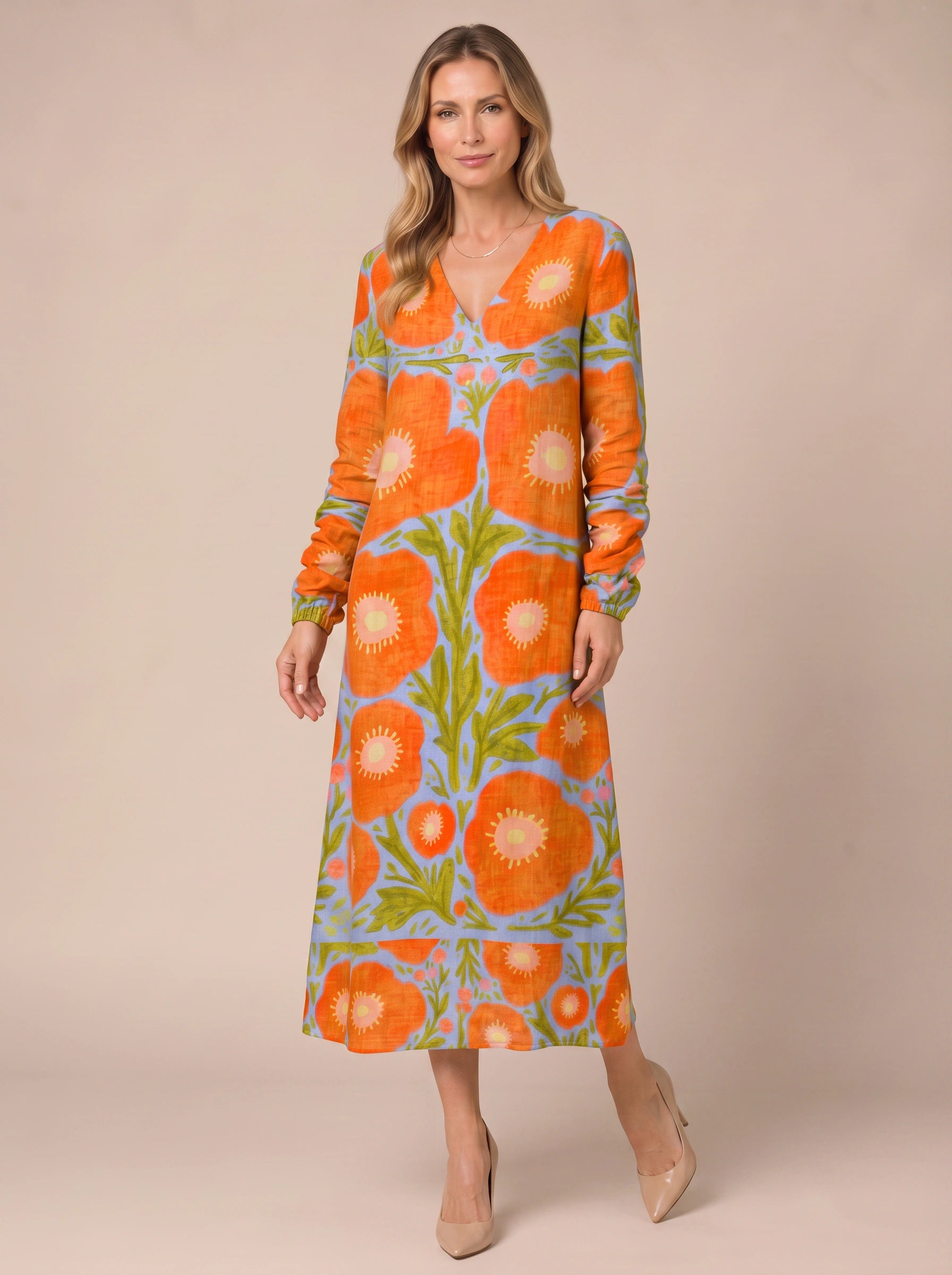 Solavine Floral Midi Dress – Boho Dresses Women Summer Vacation Bohemian Clothing Floral Midi Dress