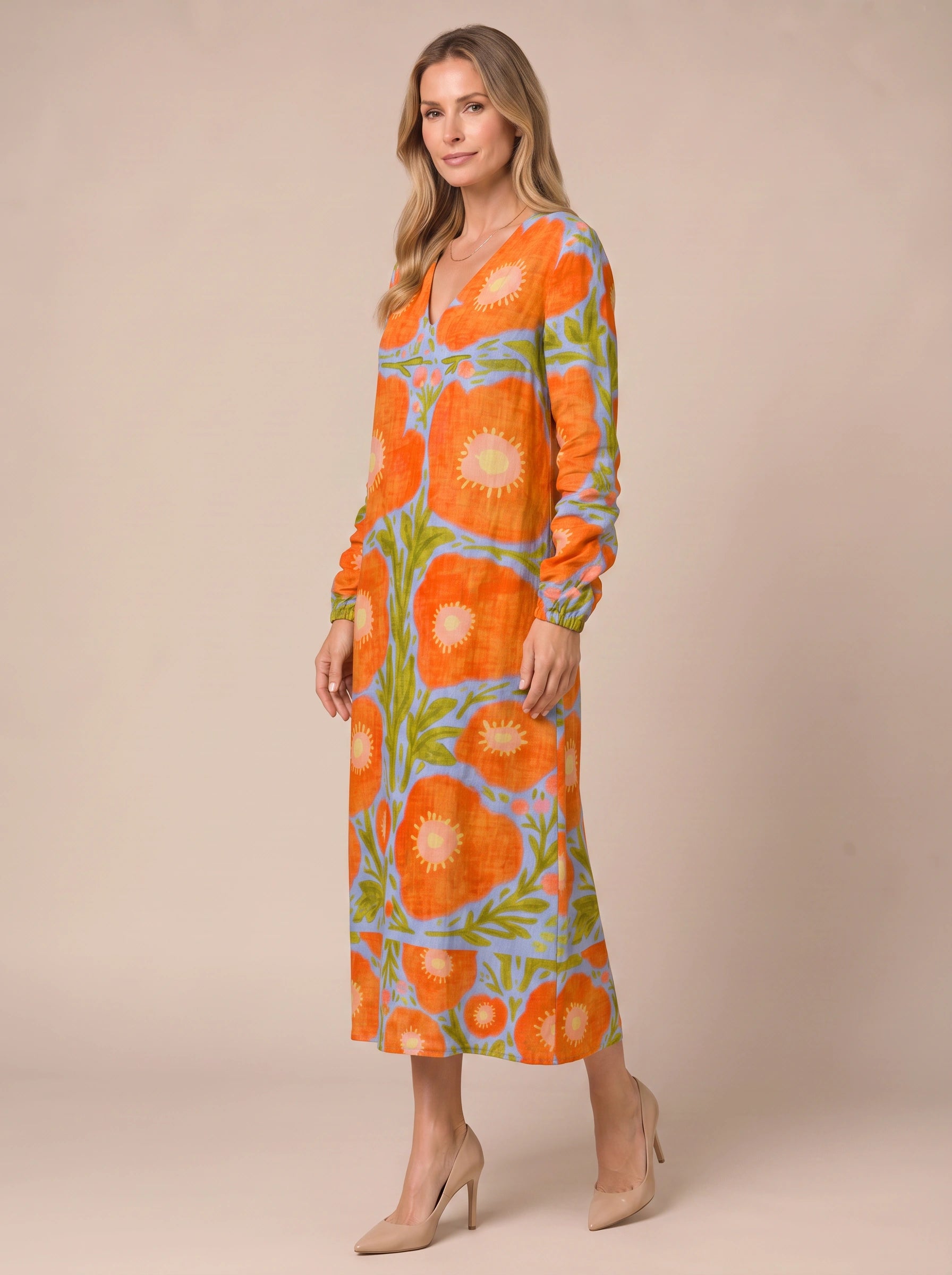 Solavine Floral Midi Dress – Boho Dresses Women Summer Vacation Bohemian Clothing Floral Midi Dress