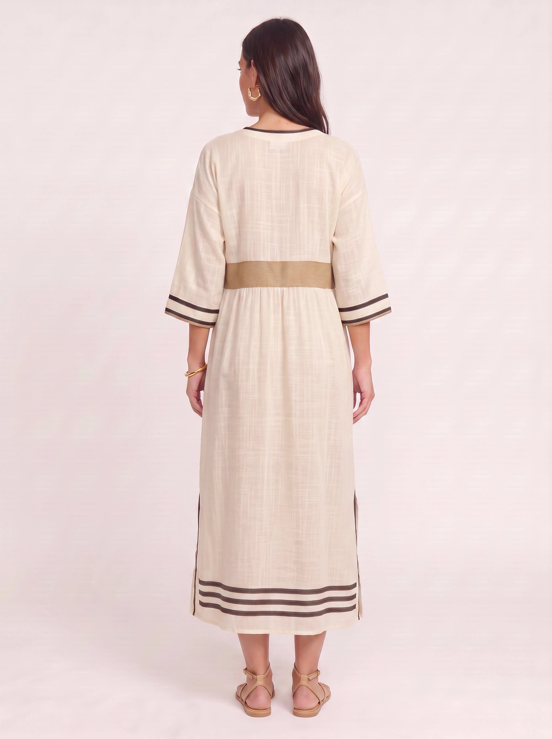 Raynea Striped V-Neck Kaftan Maxi Dress – Beach Cover Up Women Swimsuit Cover Ups Beachwear Caftan Maxi Dress