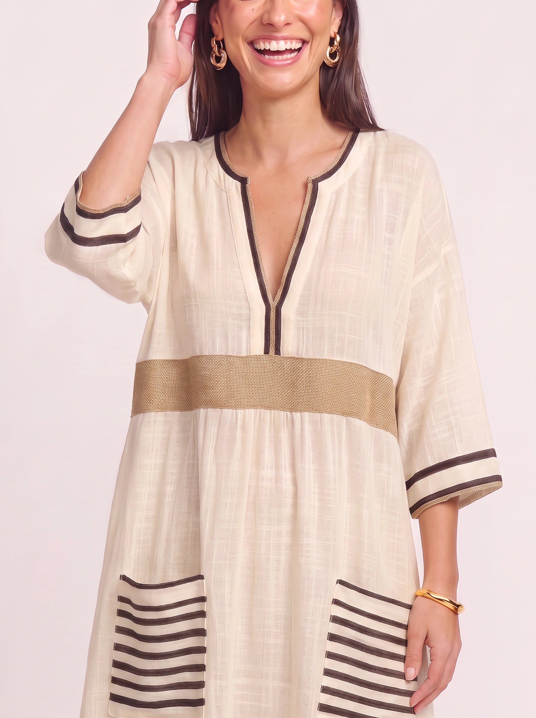 Raynea Striped V-Neck Kaftan Maxi Dress – Beach Cover Up Women Swimsuit Cover Ups Beachwear Caftan Maxi Dress