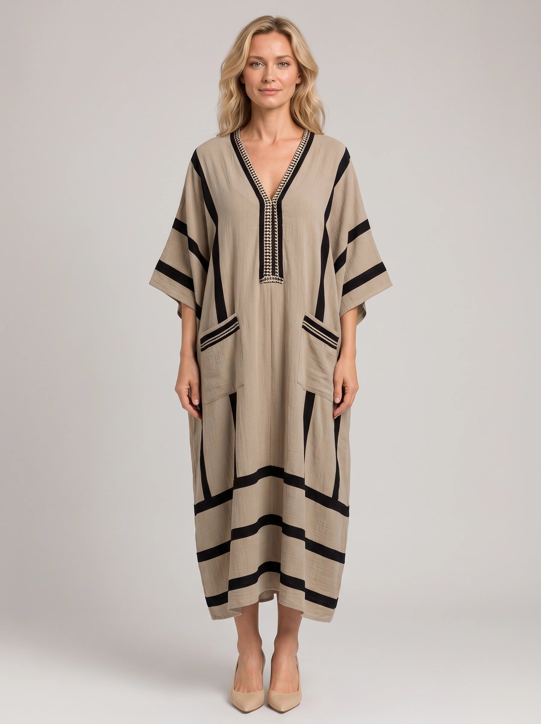Tribanda Caftan Maxi Dress – Bohemian Vacation Beach Cover Up Women Boho Resort Kaftan Maxi Dress