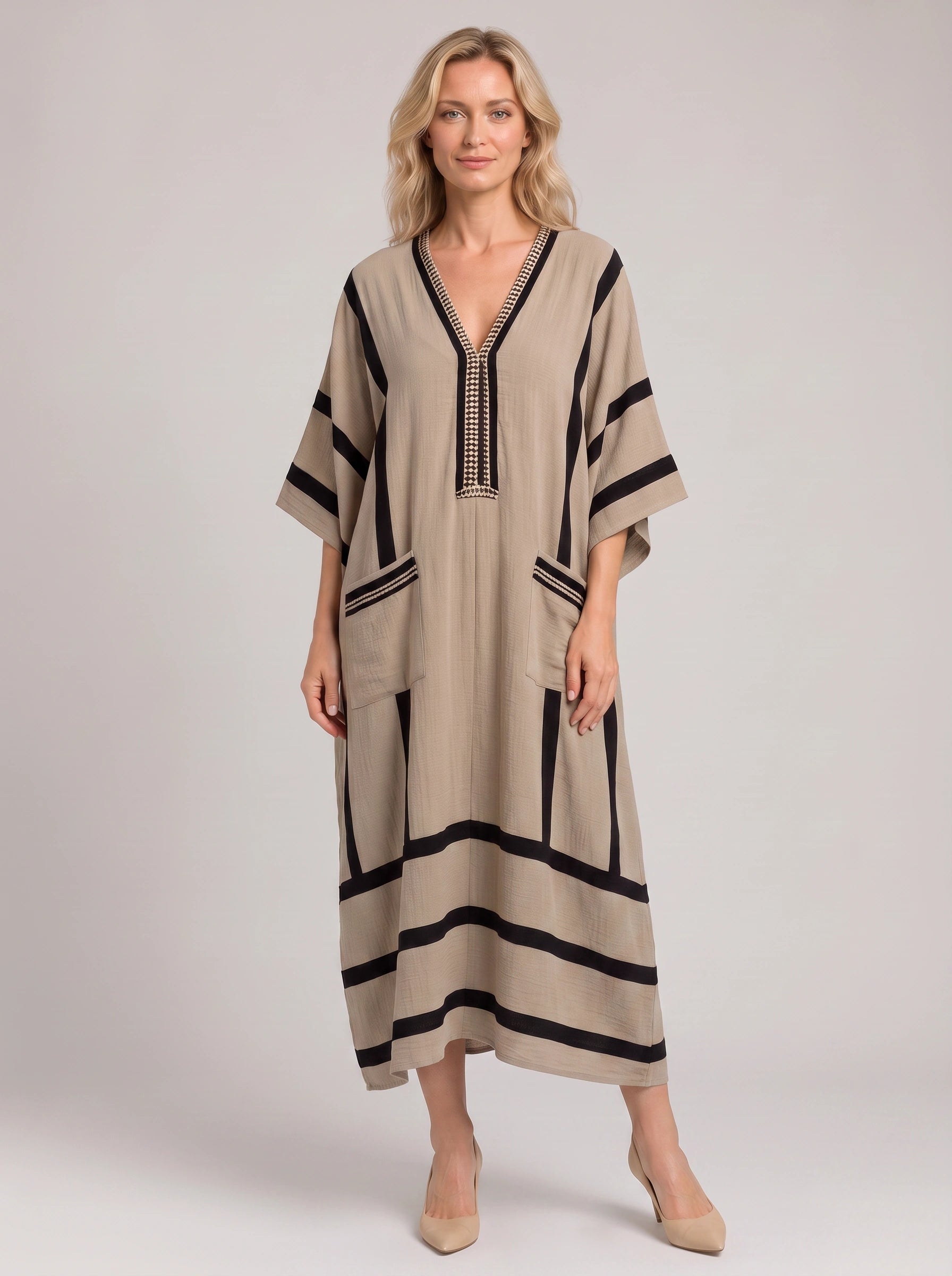 Tribanda Caftan Maxi Dress – Bohemian Vacation Beach Cover Up Women Boho Resort Kaftan Maxi Dress