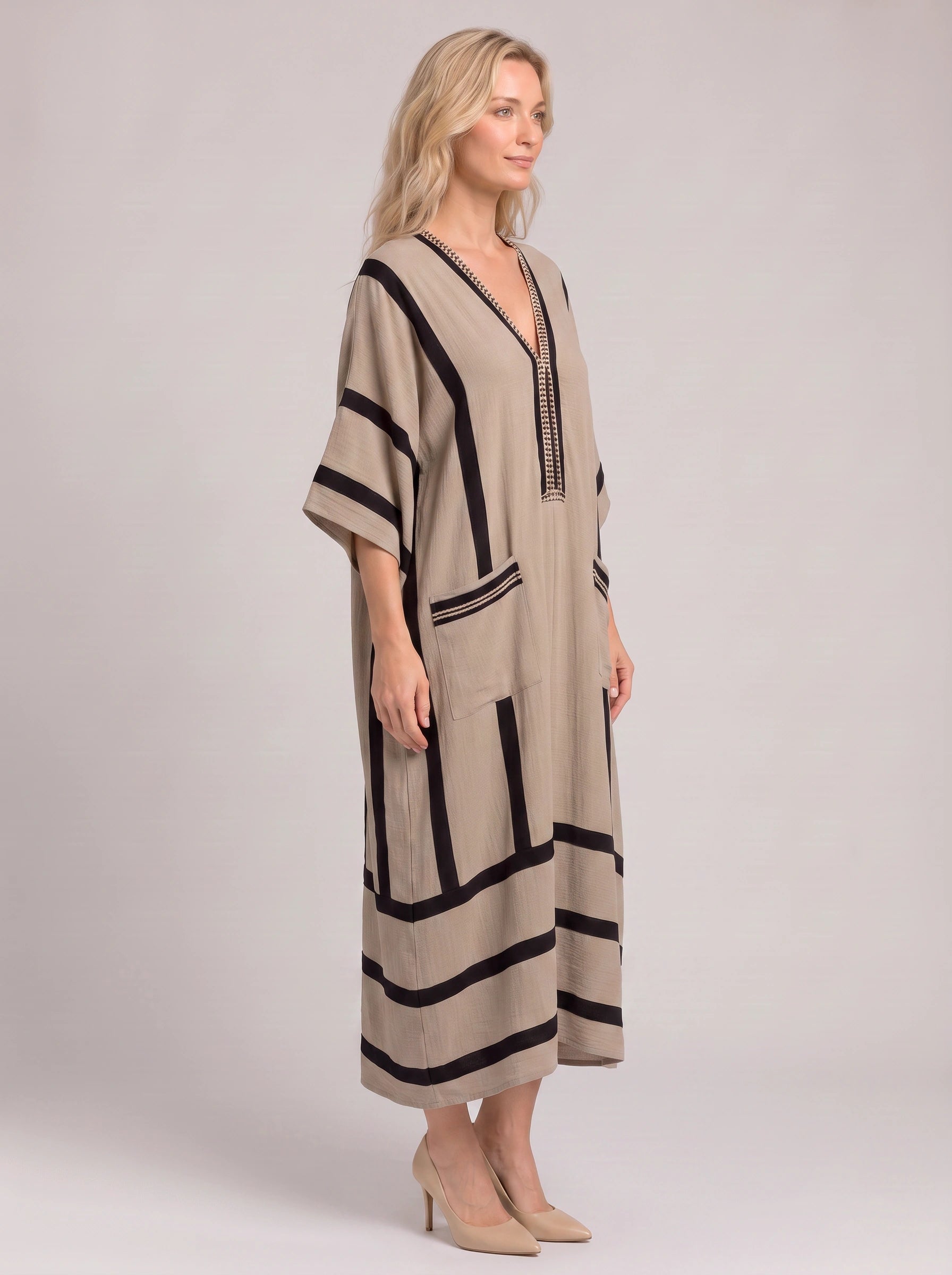 Tribanda Caftan Maxi Dress – Bohemian Vacation Beach Cover Up Women Boho Resort Kaftan Maxi Dress