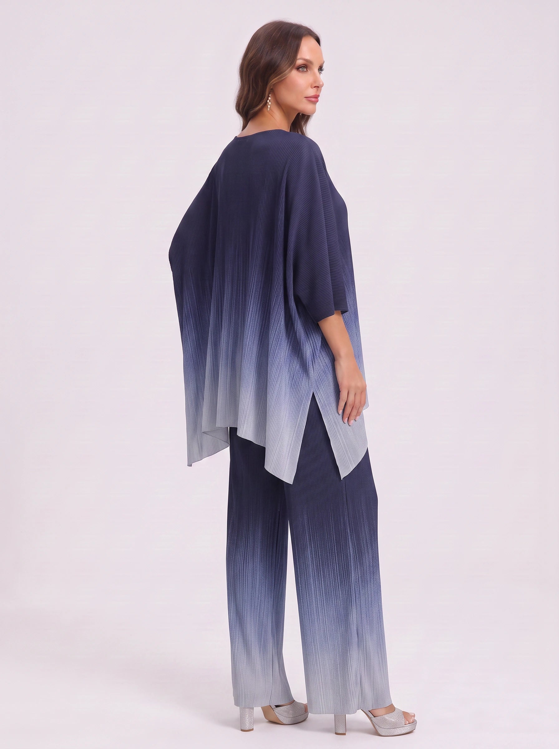 Ombriva Oversized Poncho Top Wide-Leg Pants Set – Women Loungewear Boho Beach Resort Vacation Two Piece