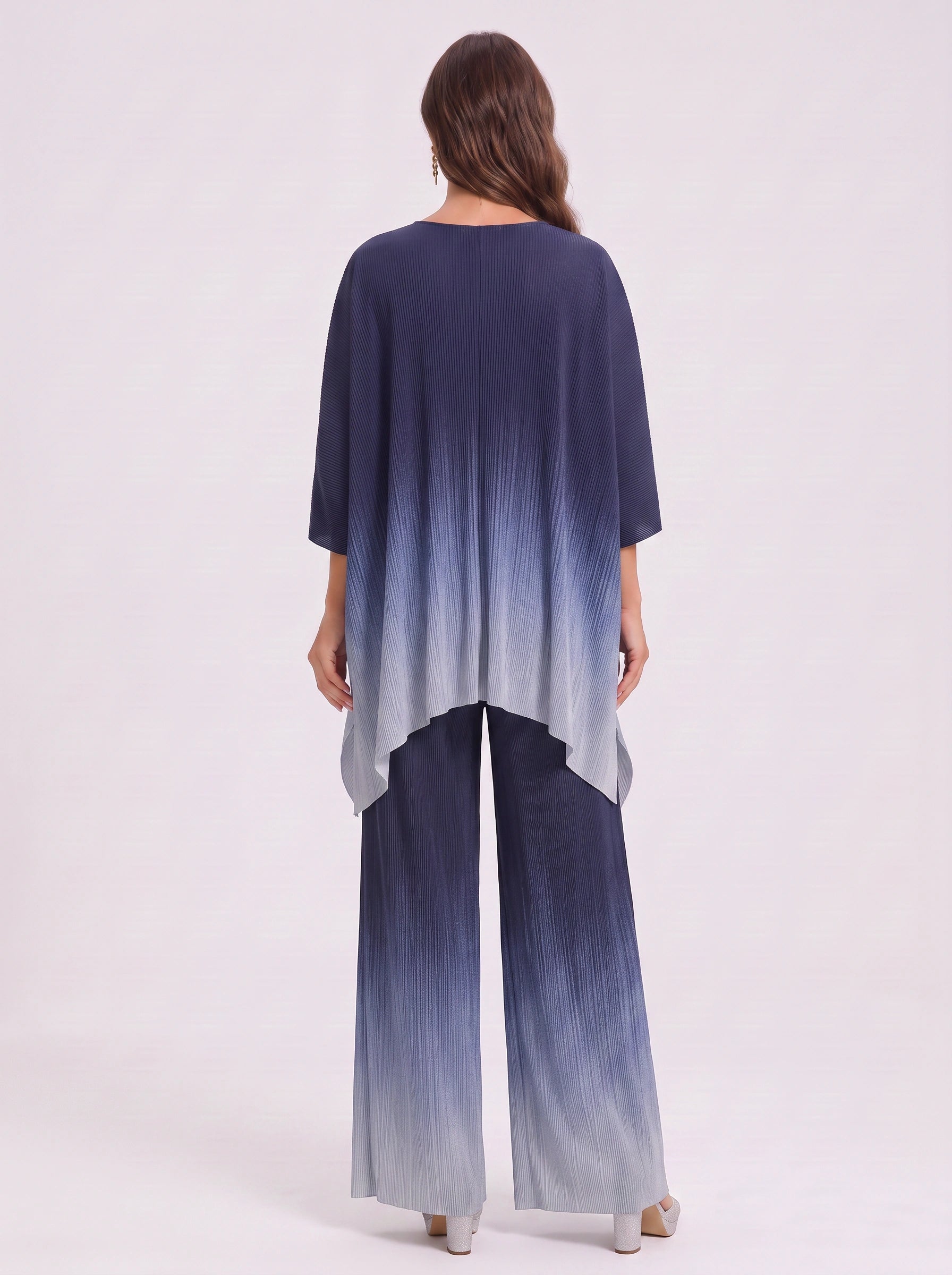 Ombriva Oversized Poncho Top Wide-Leg Pants Set – Women Loungewear Boho Beach Resort Vacation Two Piece