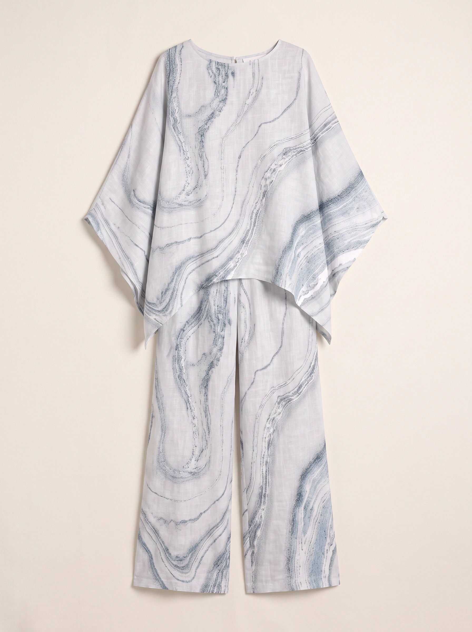 Mareis Oversized Tunic Wide-Leg Trouser Set – Women Printed Summer Lounge Co-Ord Boho Resort Two Piece Set