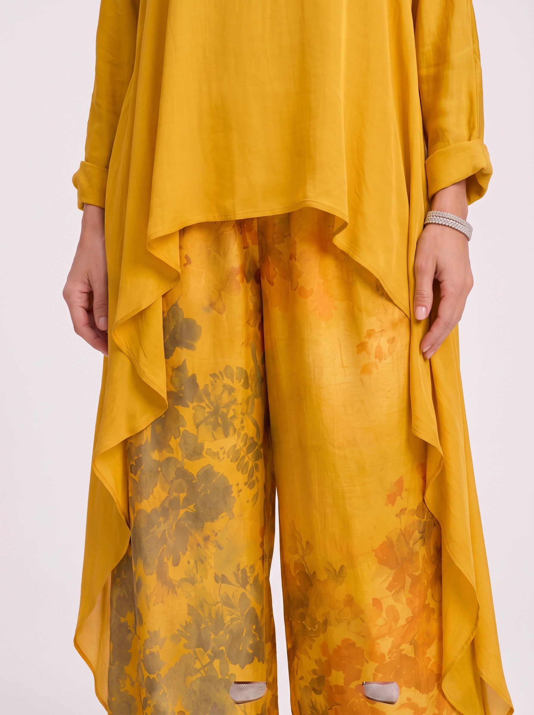 Saffronelle Draped Asymmetric Tunic Floral Wide-Leg Pants Two-Piece Set – Lounge Sets Women Boho Loungewear