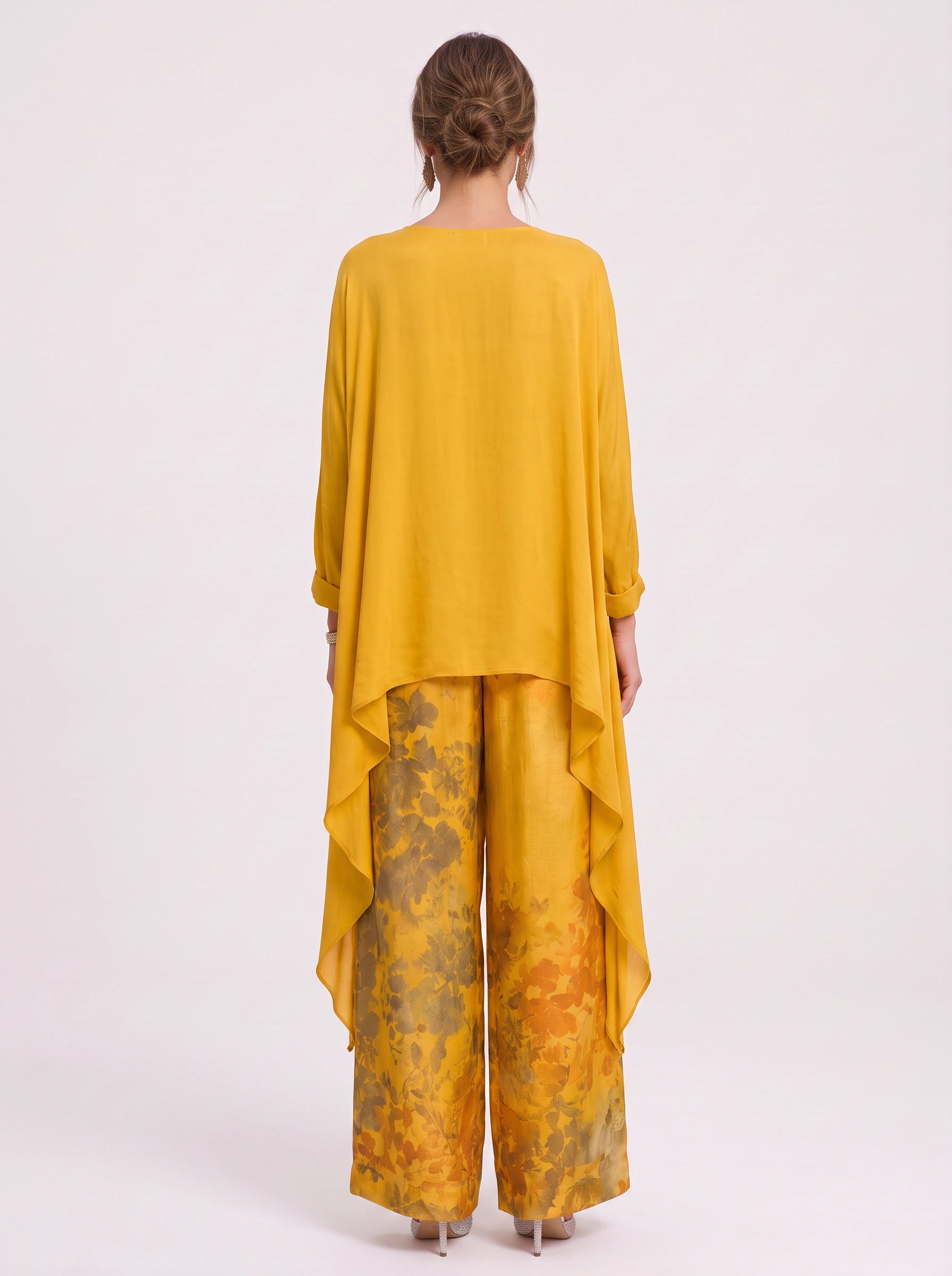 Saffronelle Draped Asymmetric Tunic Floral Wide-Leg Pants Two-Piece Set – Lounge Sets Women Boho Loungewear