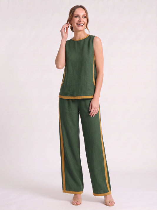 Bordina Sleeveless Wide-Leg Co-Ord Set – Linen Loungewear Women Summer Vacation Resort Two Piece Set