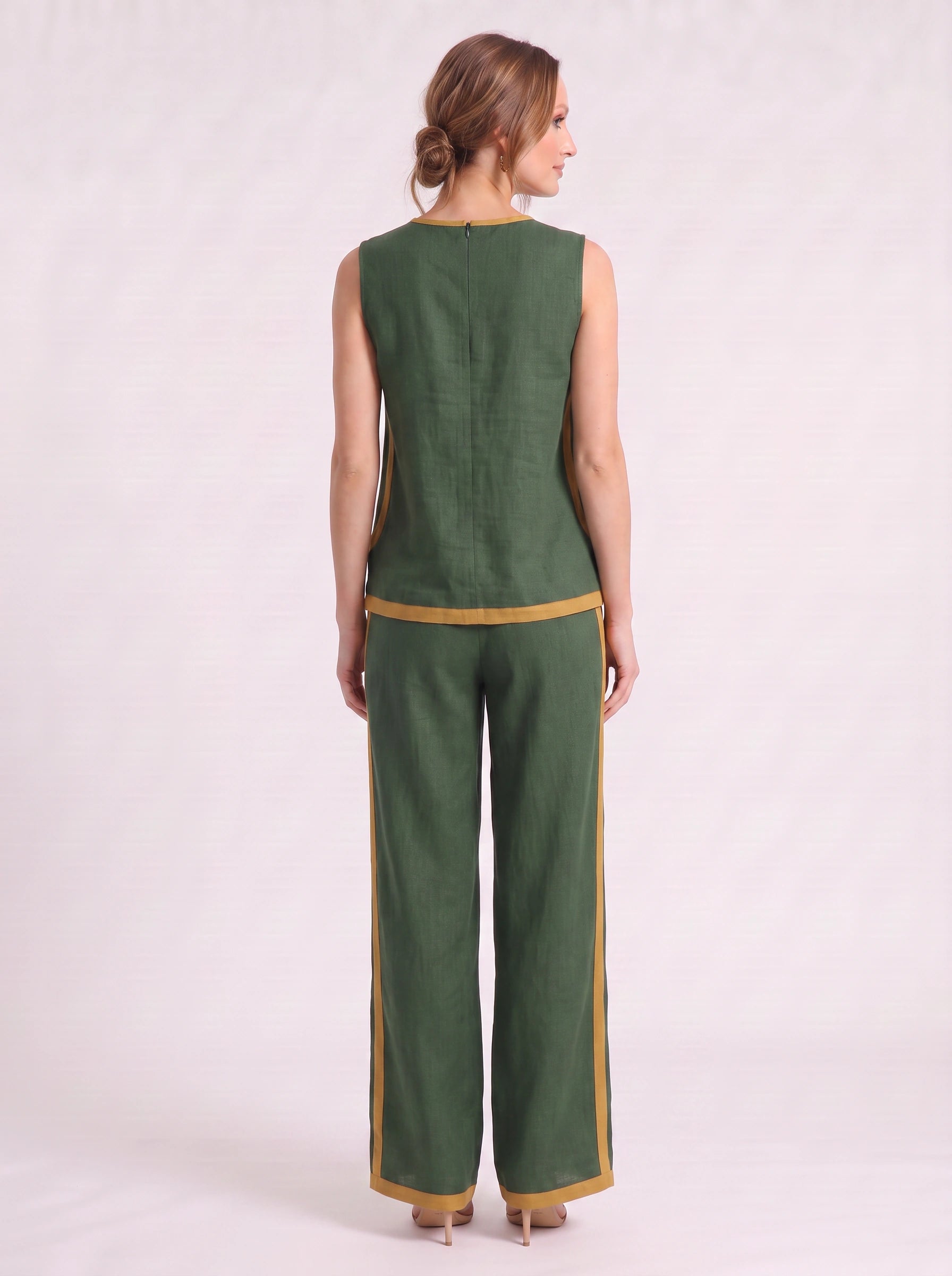 Bordina Sleeveless Wide-Leg Co-Ord Set – Linen Loungewear Women Summer Vacation Resort Two Piece Set
