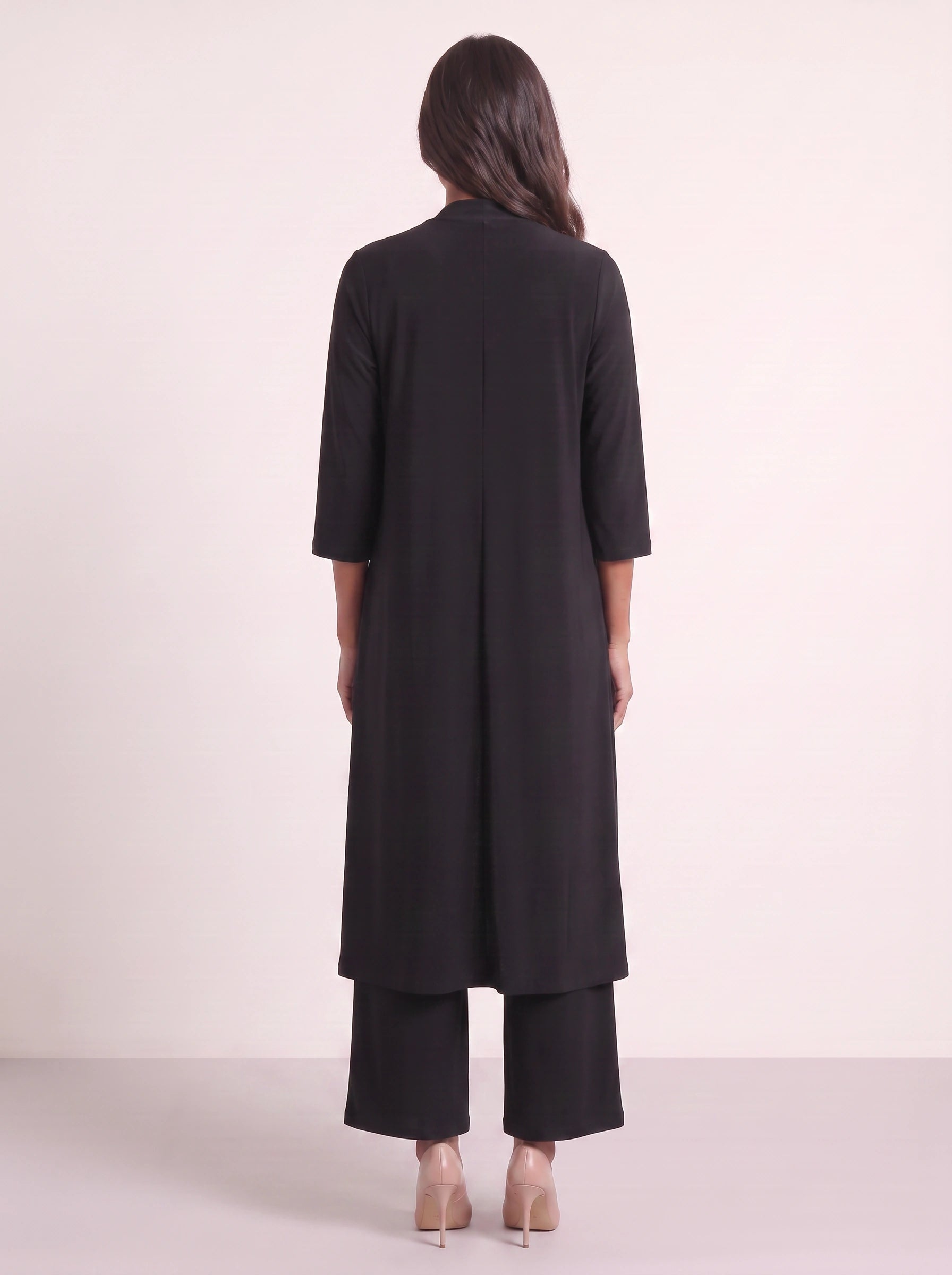 Corbyne Longline Duster Three-Piece Set – Formal Wear Women Elegant Evening Wedding Guest Wide-Leg Trouser Co-Ord