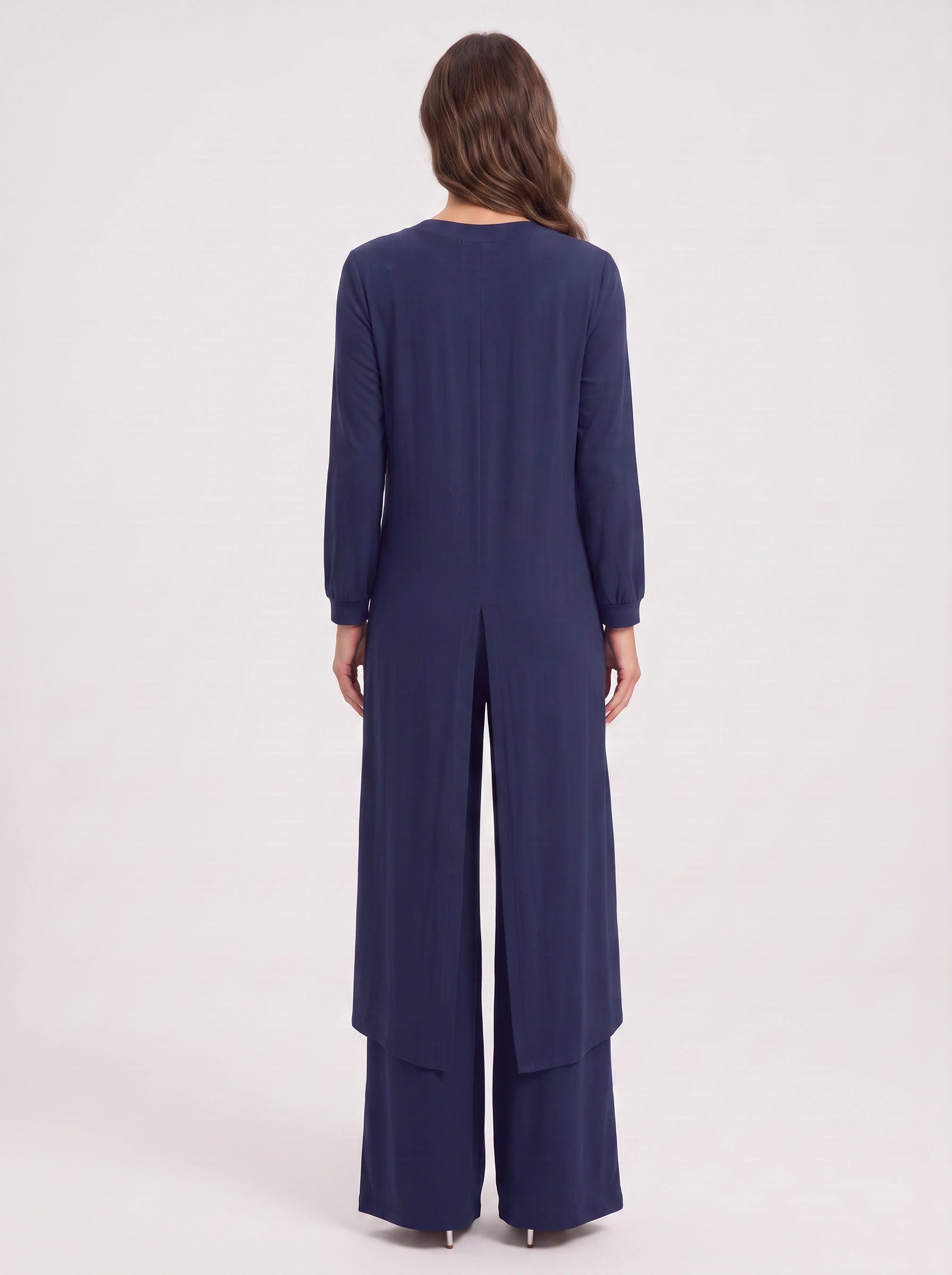 Navisse V-Neck Wide-Leg Lounge Set – Women Summer Resort Casual Deep V Neck Top Co-Ord Wide Leg Pants Set